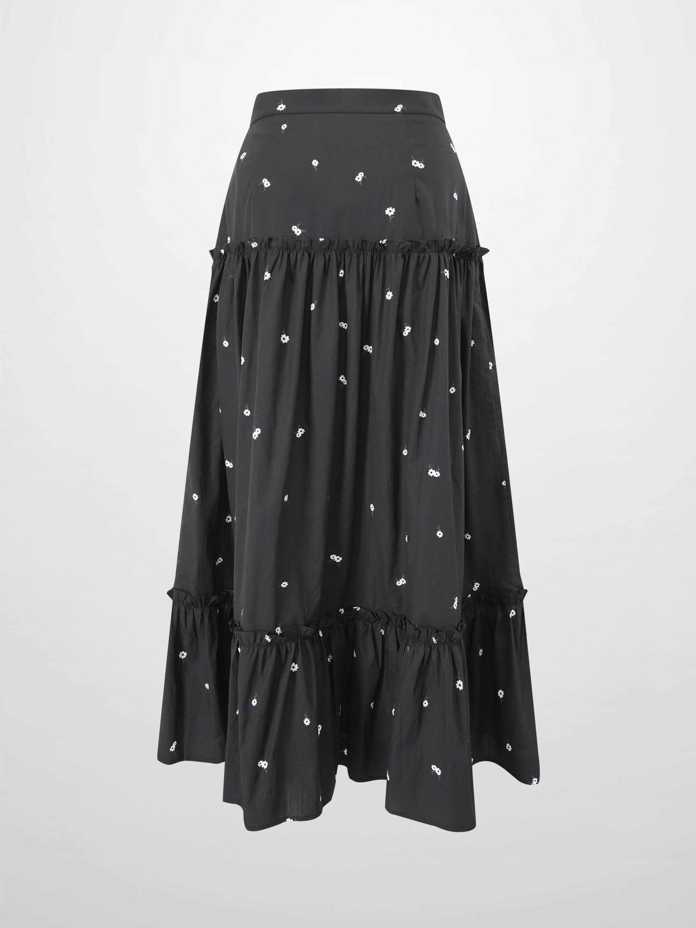 Ombre Flower Skirt-Black