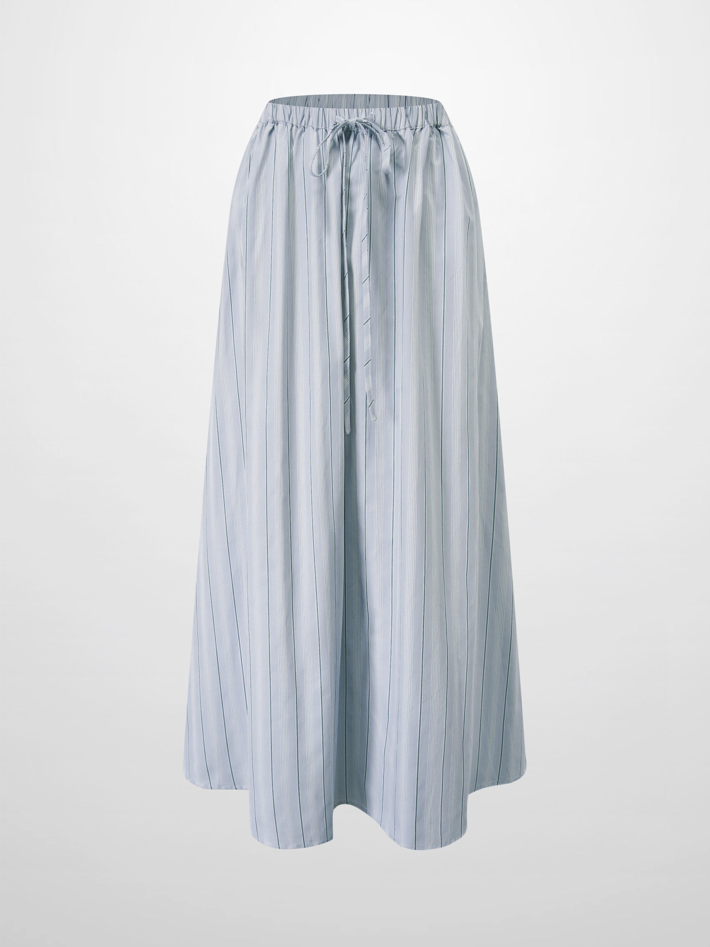 Drawstring Cotton Blend Skirt-Light Blue