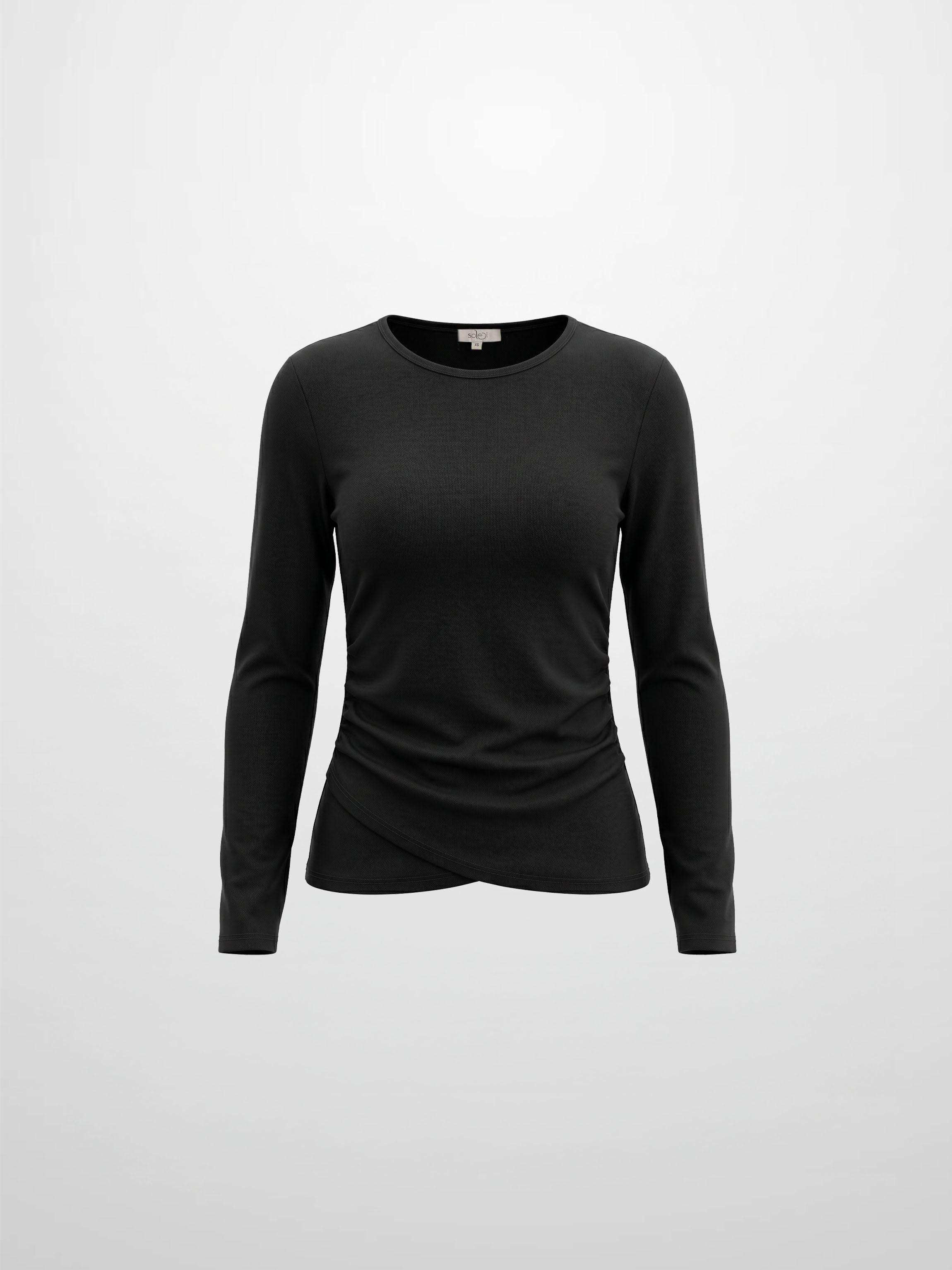 Bottom Crossover Knit Top -Black