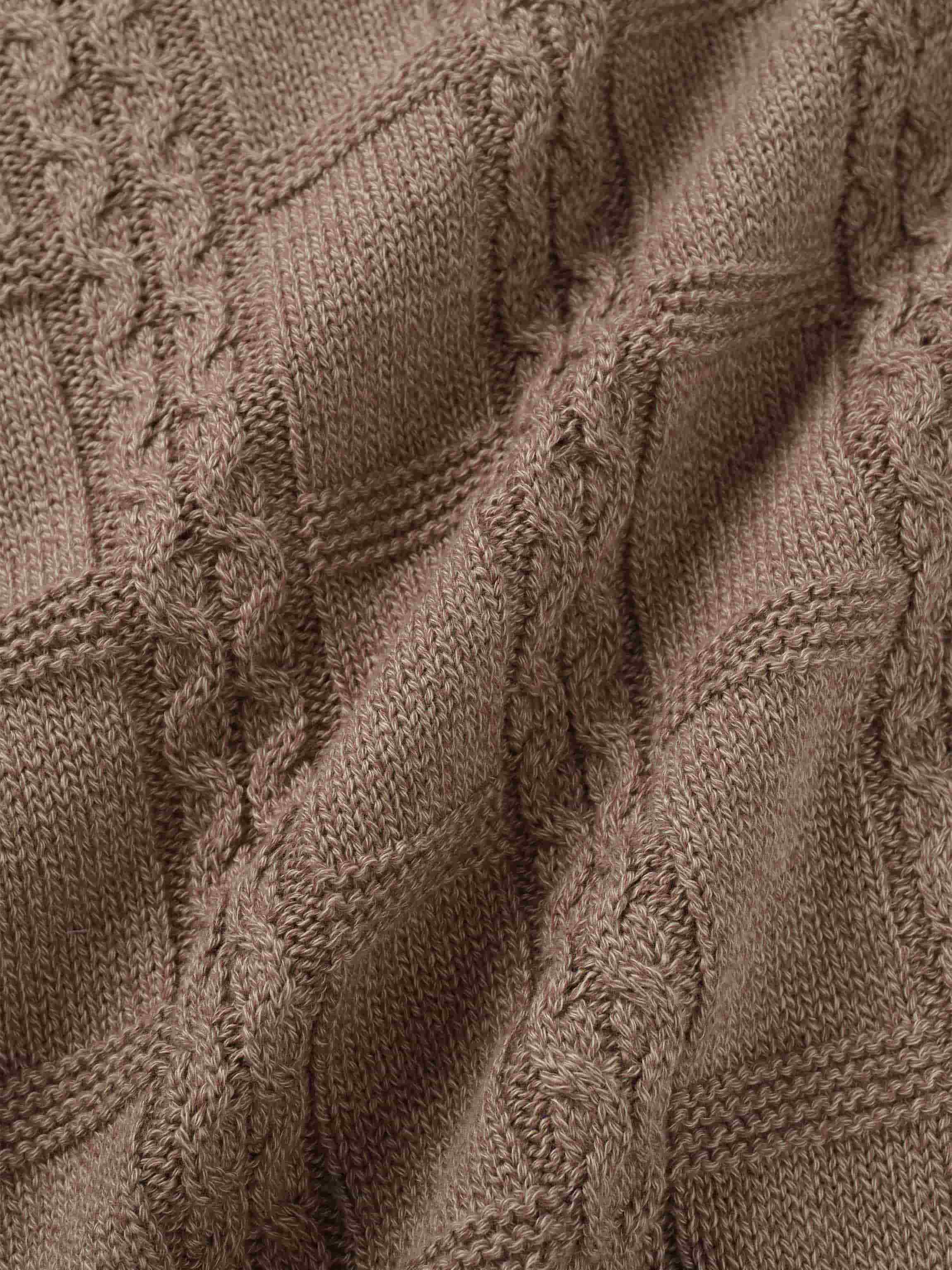 Cable Design Cardigan-Heathered Camel