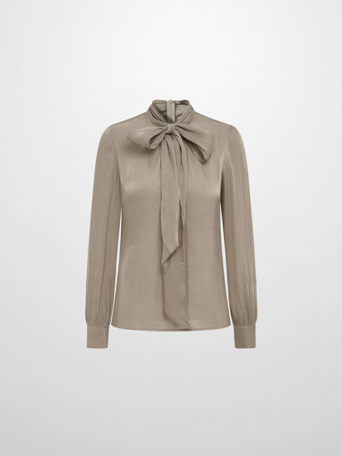 Textured Shimmer Center Bow Blouse - Grey