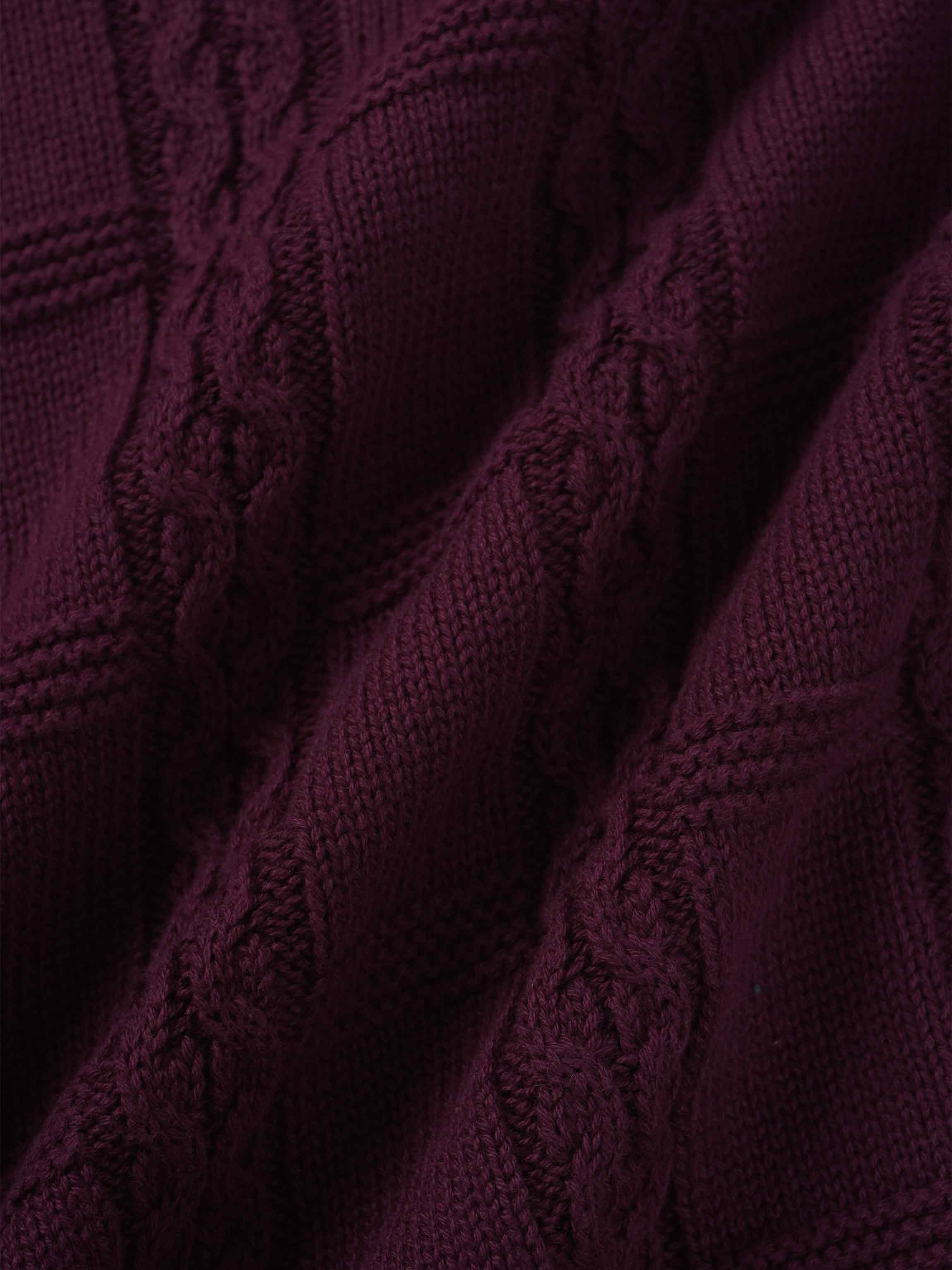 Cable Design Cardigan-Burgundy