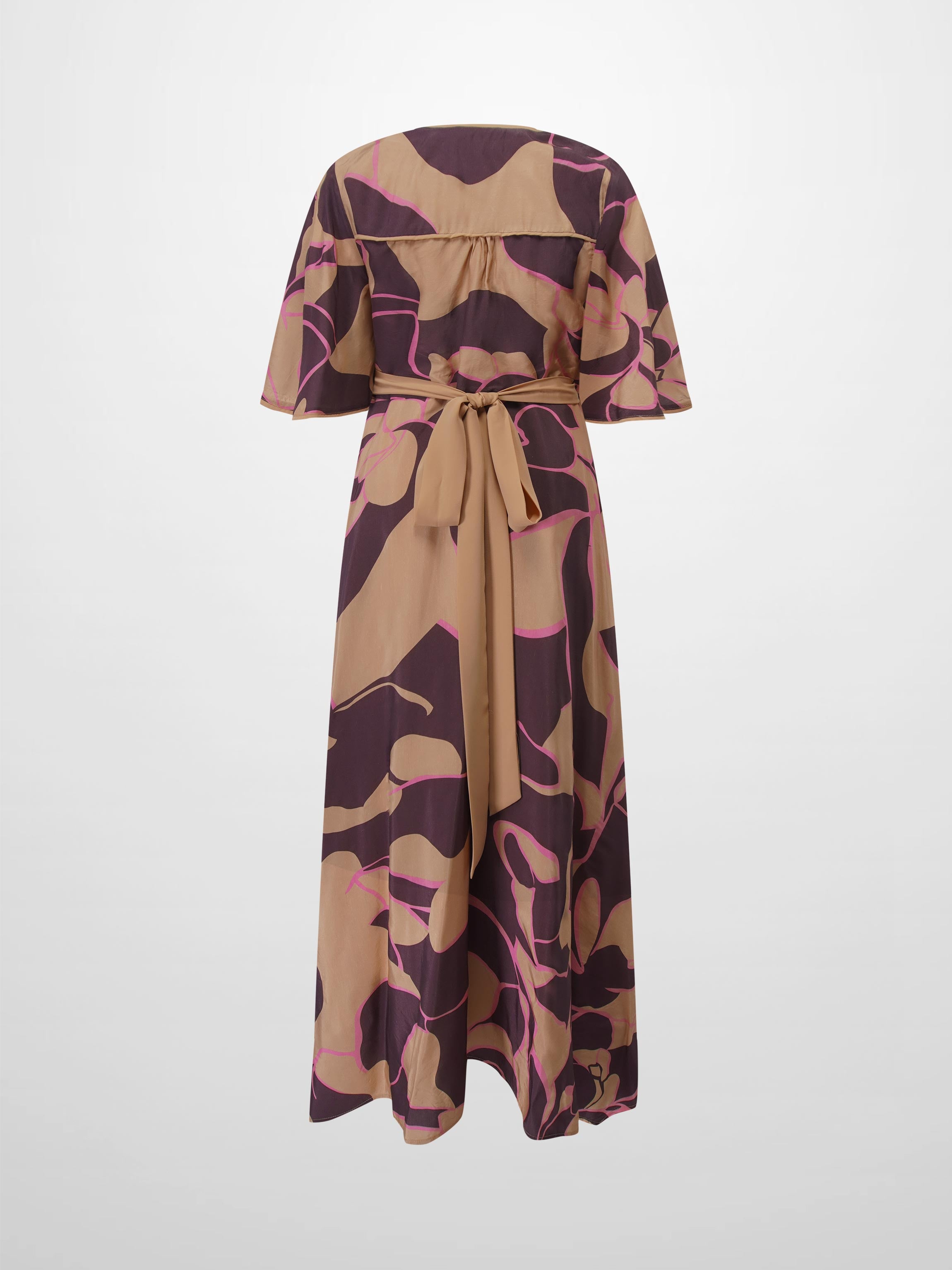 Flutter Sleeve Wrap Dress-Peach Floral
