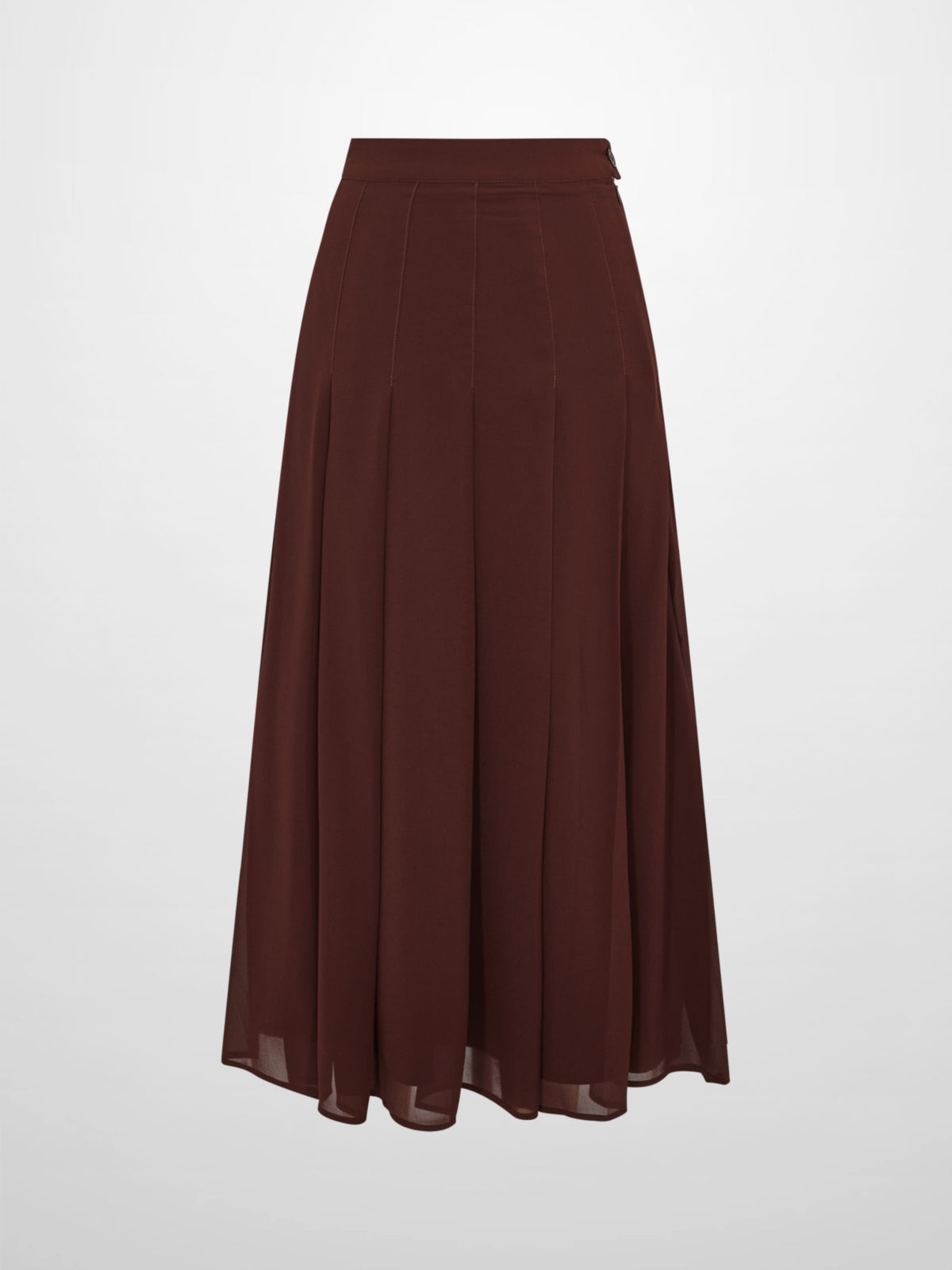 Chiffon Stitched Down Pleated Skirt - Brown