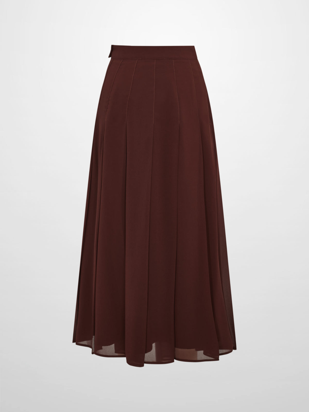 Chiffon Stitched Down Pleated Skirt - Brown
