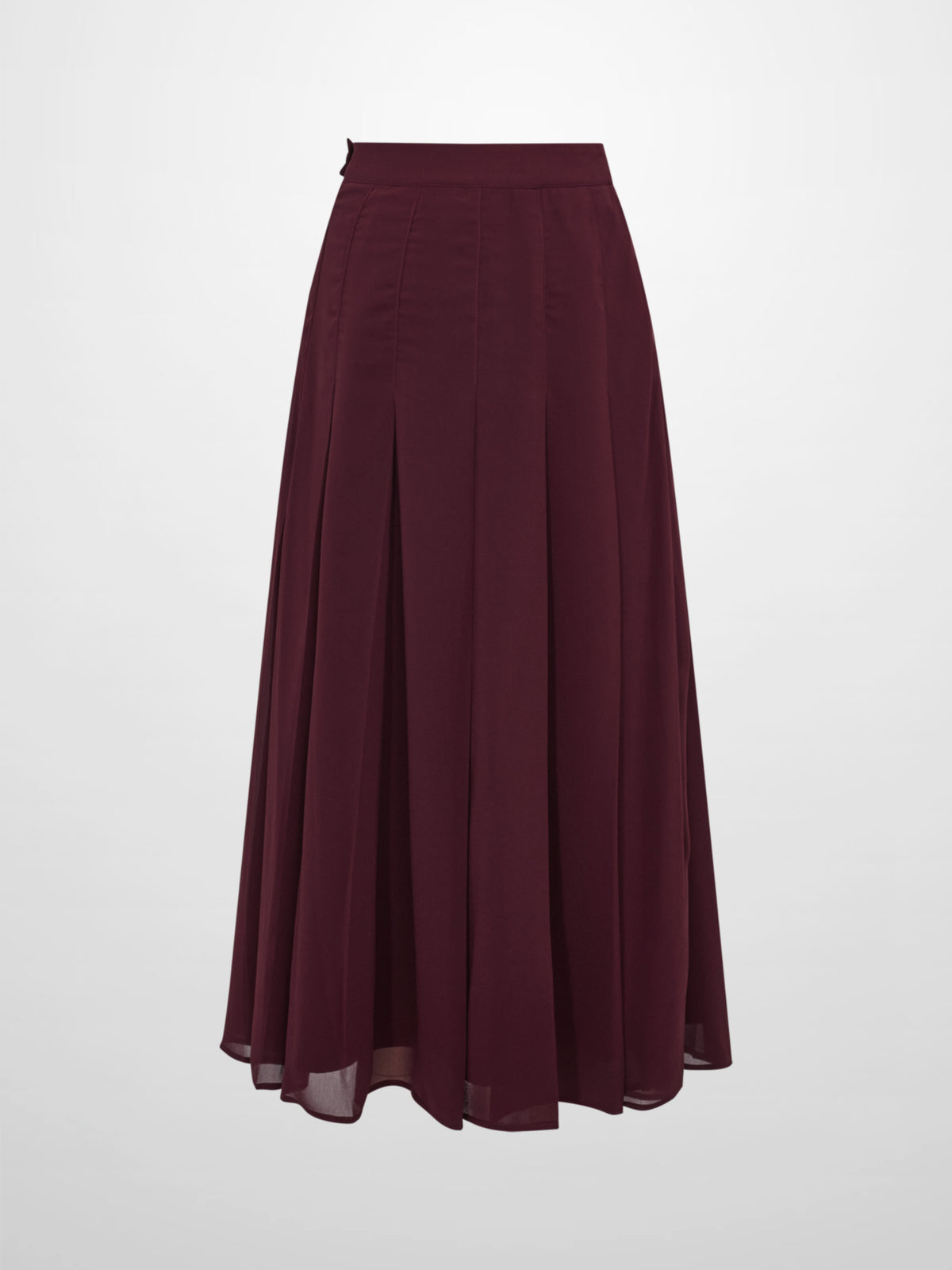 Chiffon Stitched Down Pleated Skirt - Burgundy