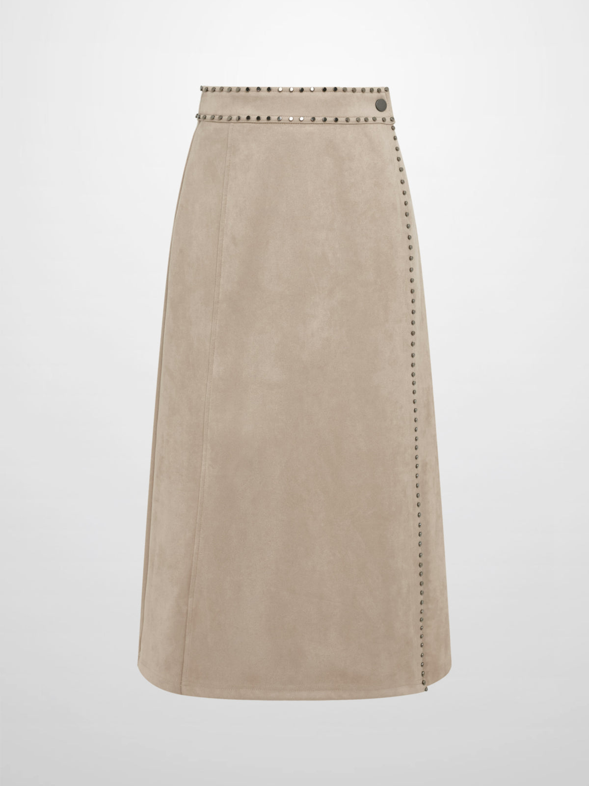 Faux Wrap Stud Skirt - Oatmeal