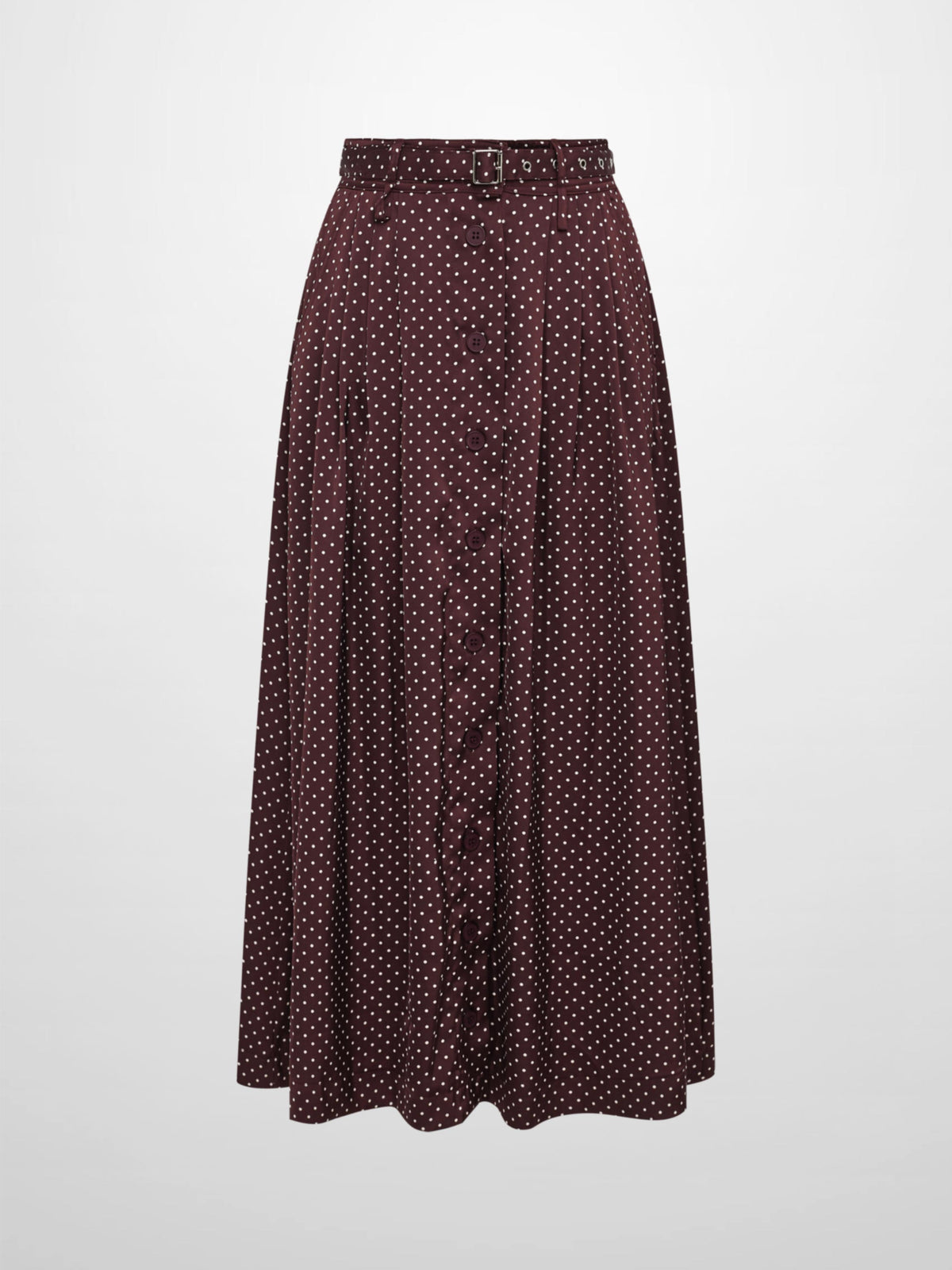 Mini Dot Double Belt Skirt - Burgundy