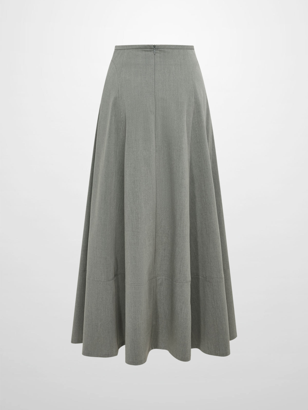 High Waisted Seamed Skirt - Grey