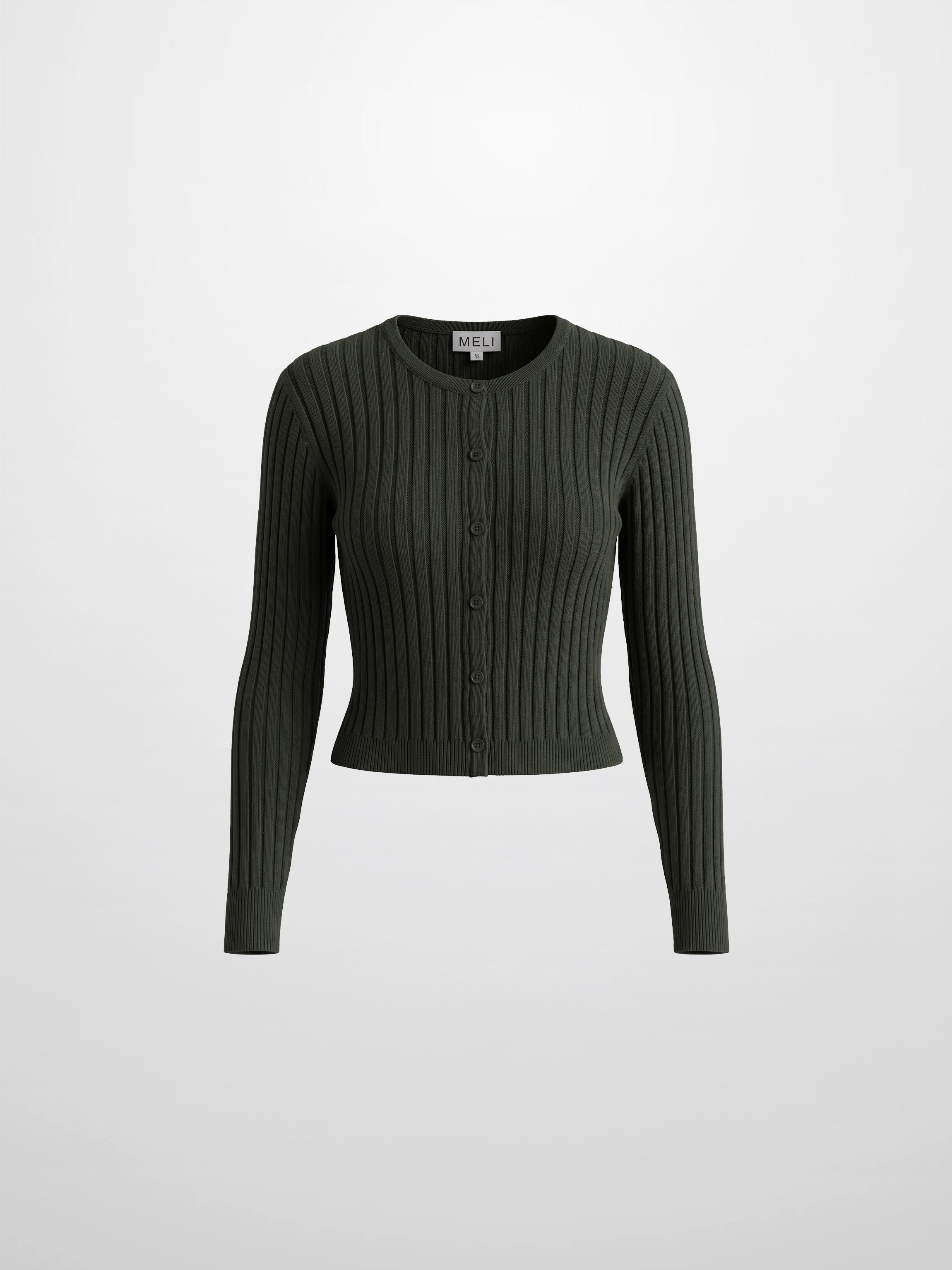 Lightweight Ribbed Cardigan 17" - Green