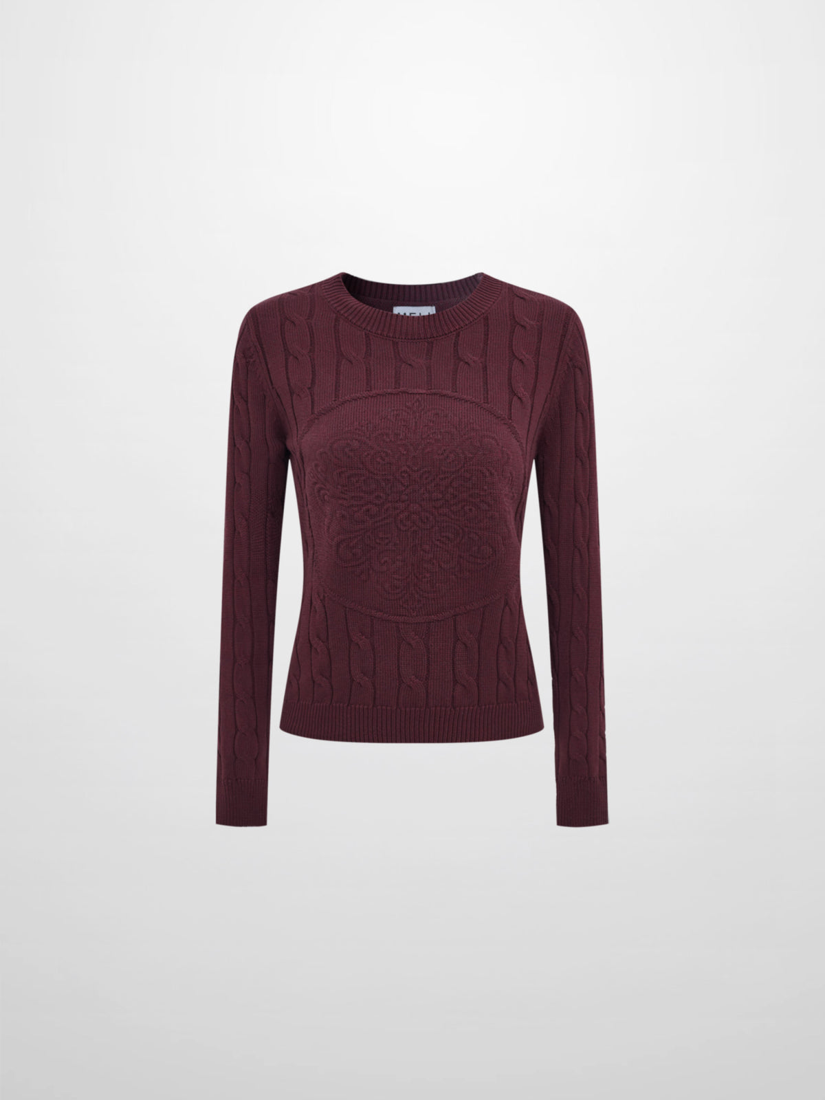 Embossed Cable Sweater - Burgundy