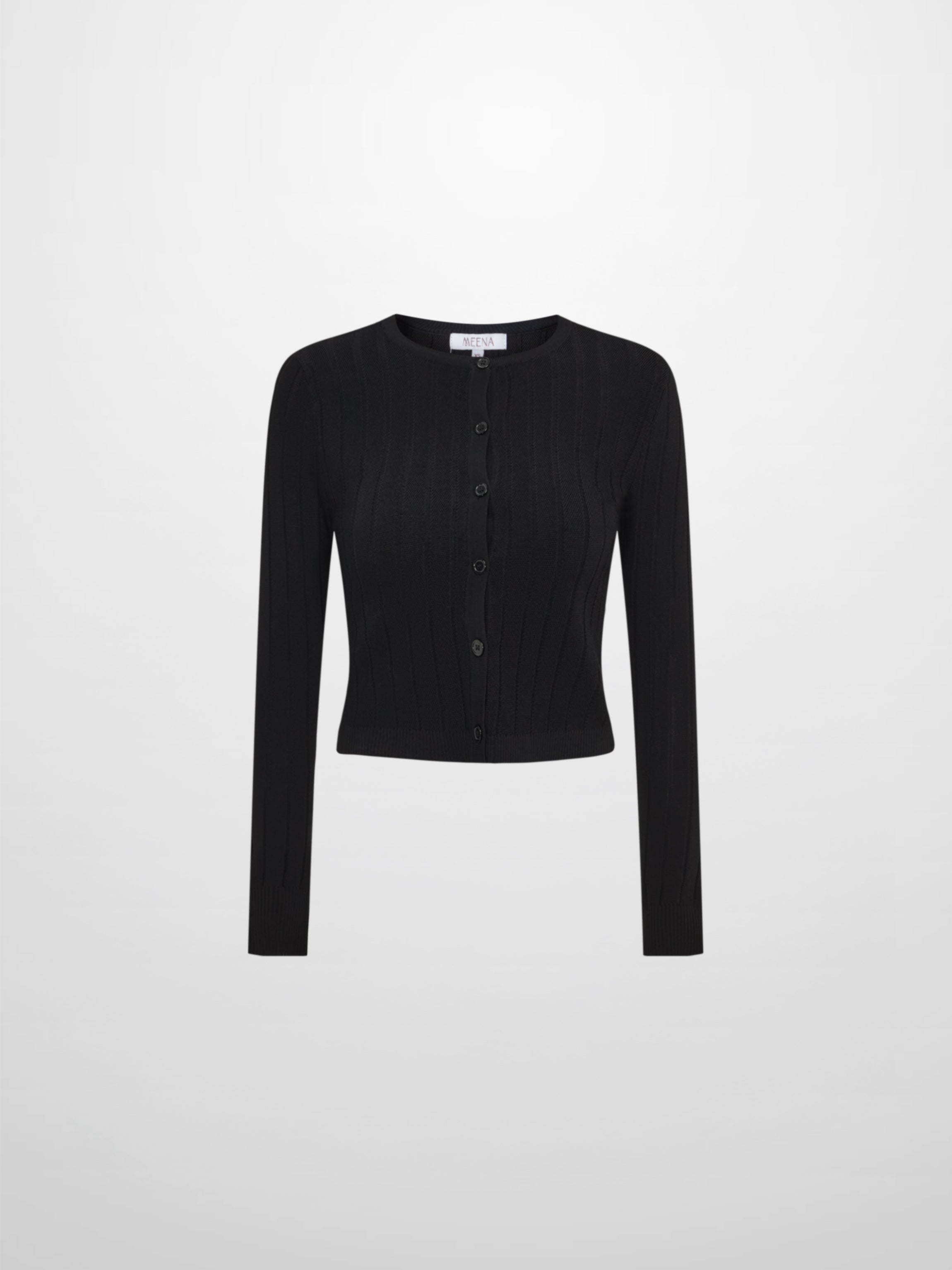 Silk Knit Ribbed Cardigan 17"- Black