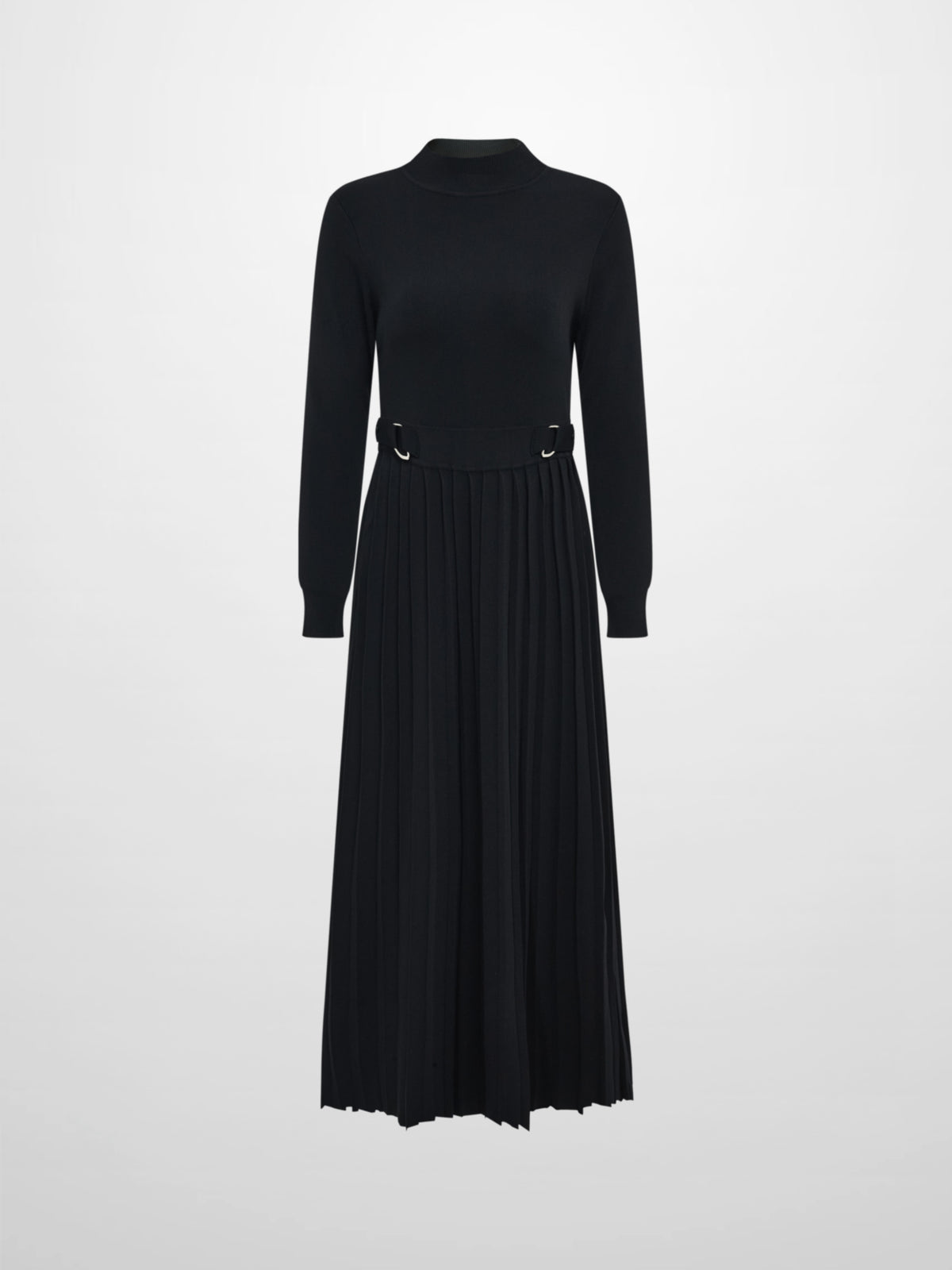 Side Buckle Knit Dress - Black