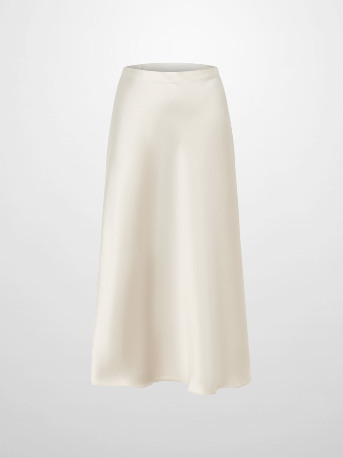 Solid Faux Satin Slip Skirt - Cream
