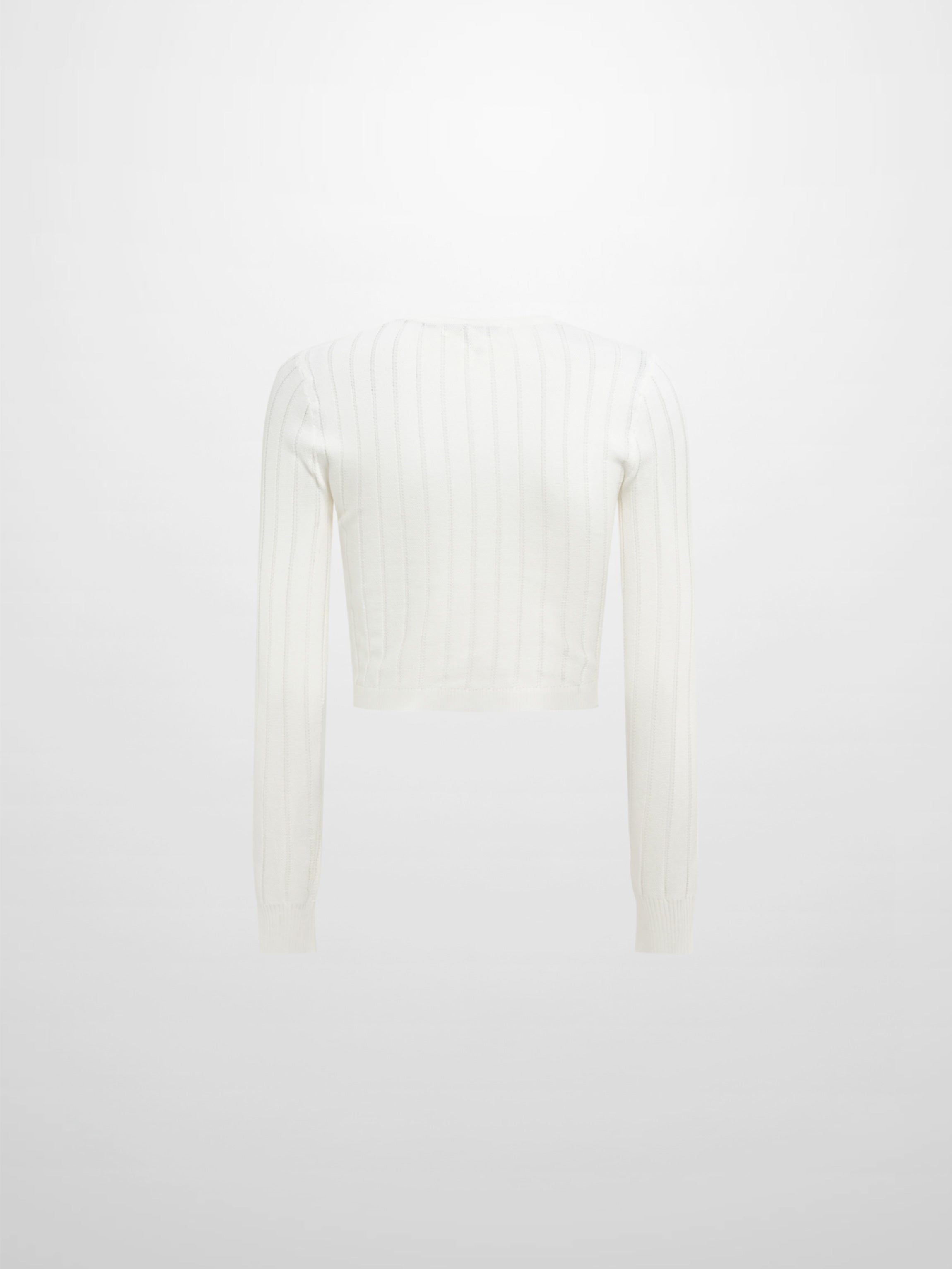 Silk Knit Ribbed Cardigan 17"- Cream