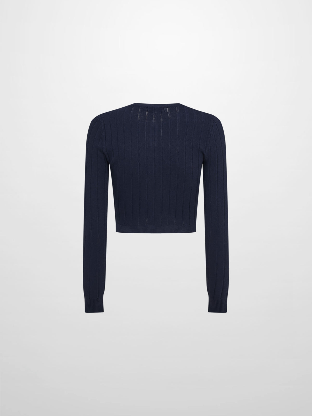 Silk Knit Ribbed Cardigan 17" - Navy
