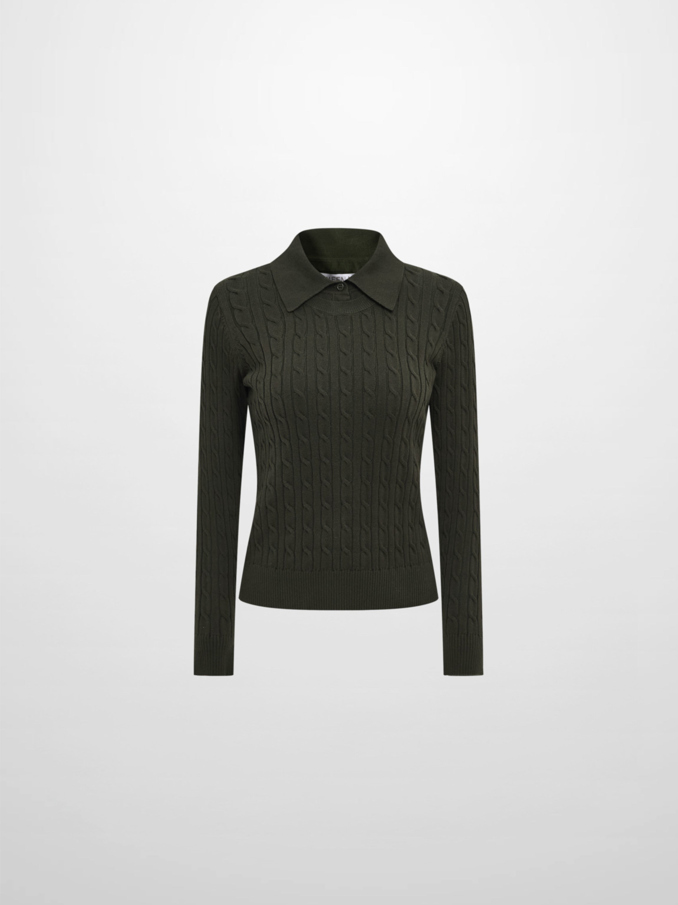 Collared Cable Sweater - Green