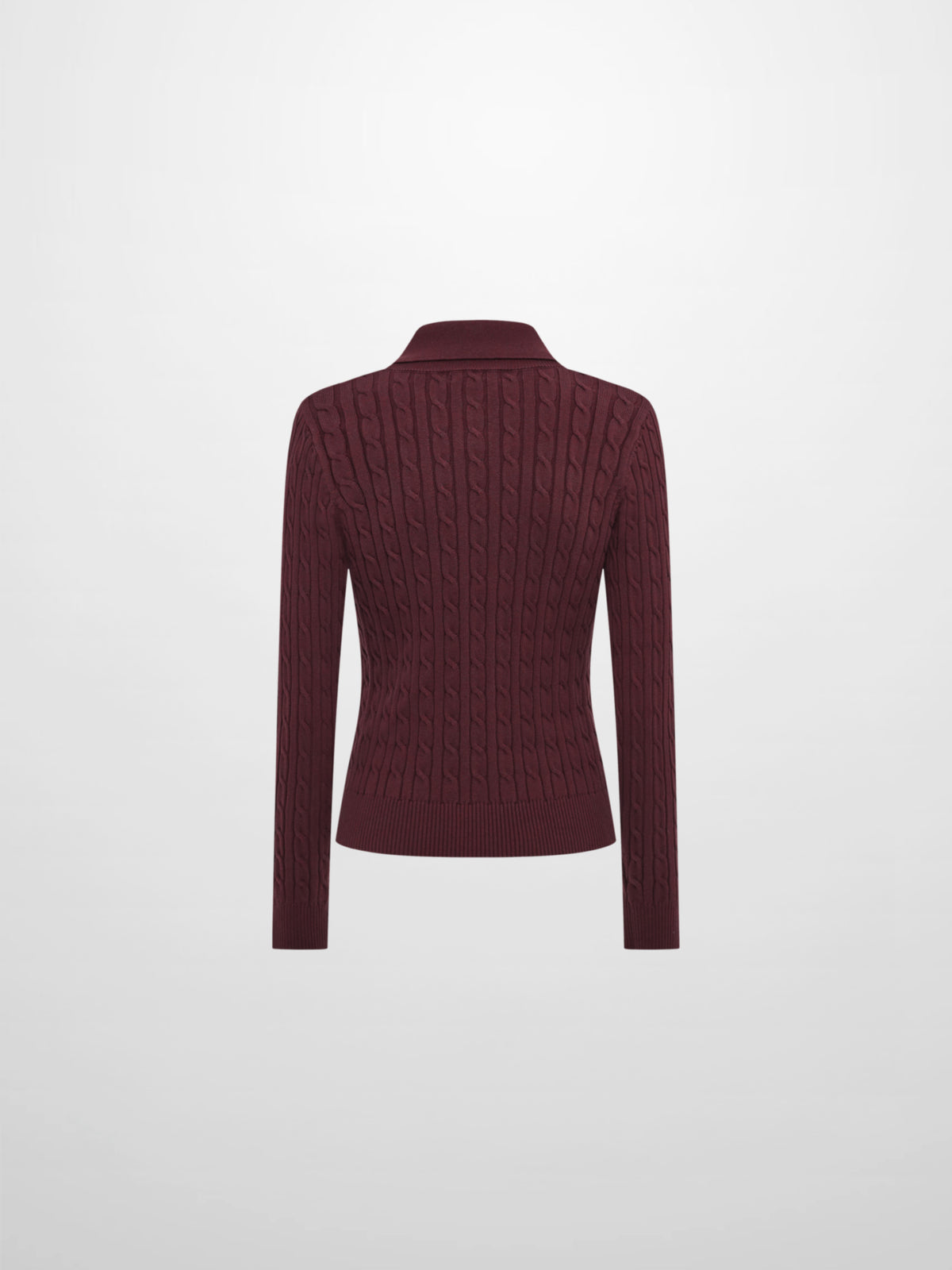 Collared Cable Sweater - Burgundy