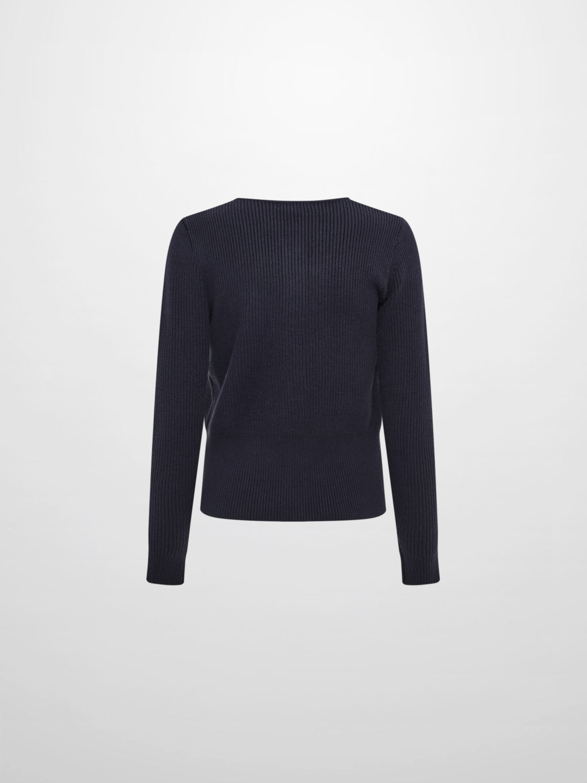 Boxy Crew Neck Button Down Cardigan - Navy