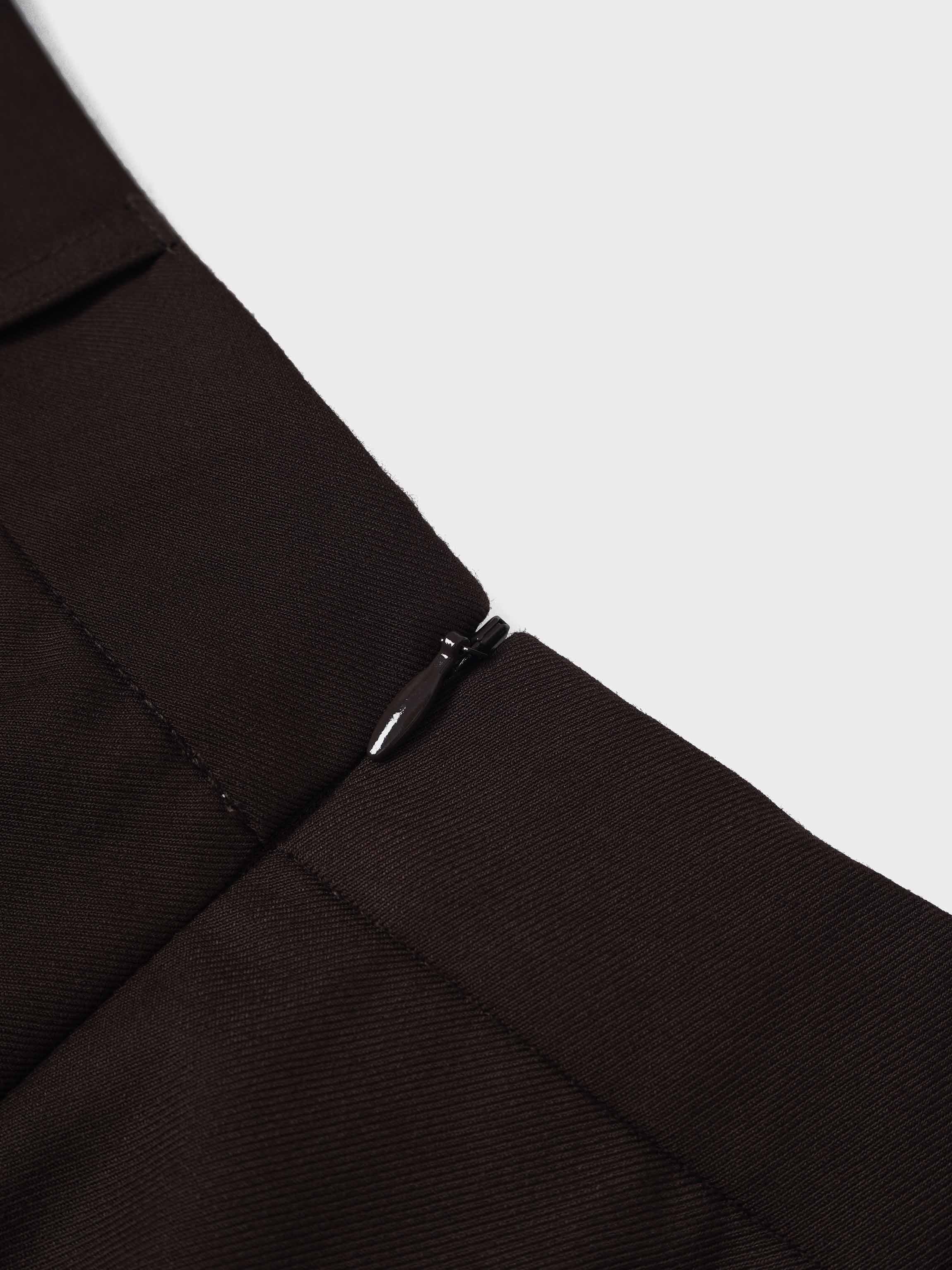 Pencil Pleat Combo Skirt-Dark Brown
