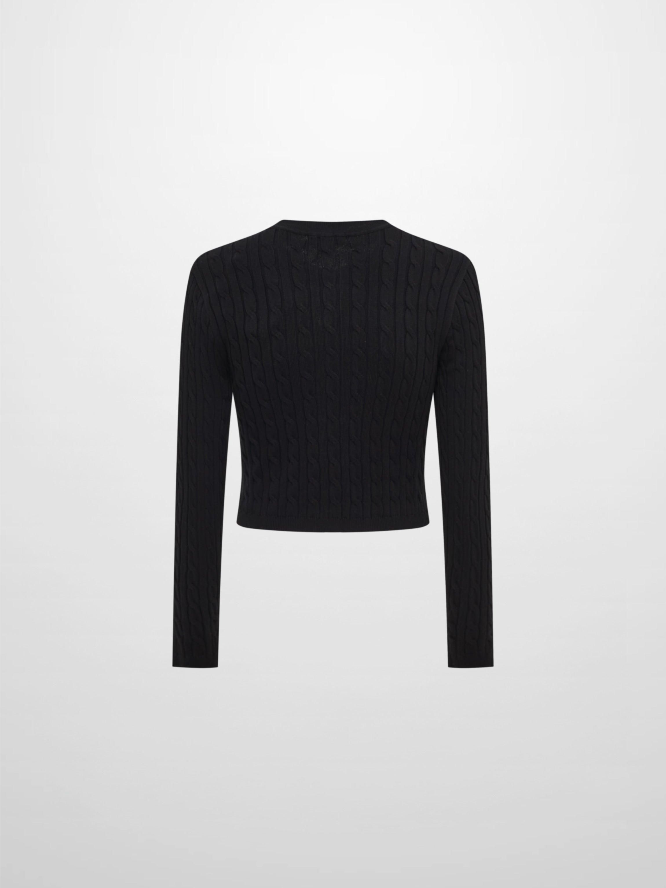 Gold Button Cable Cardigan - Black