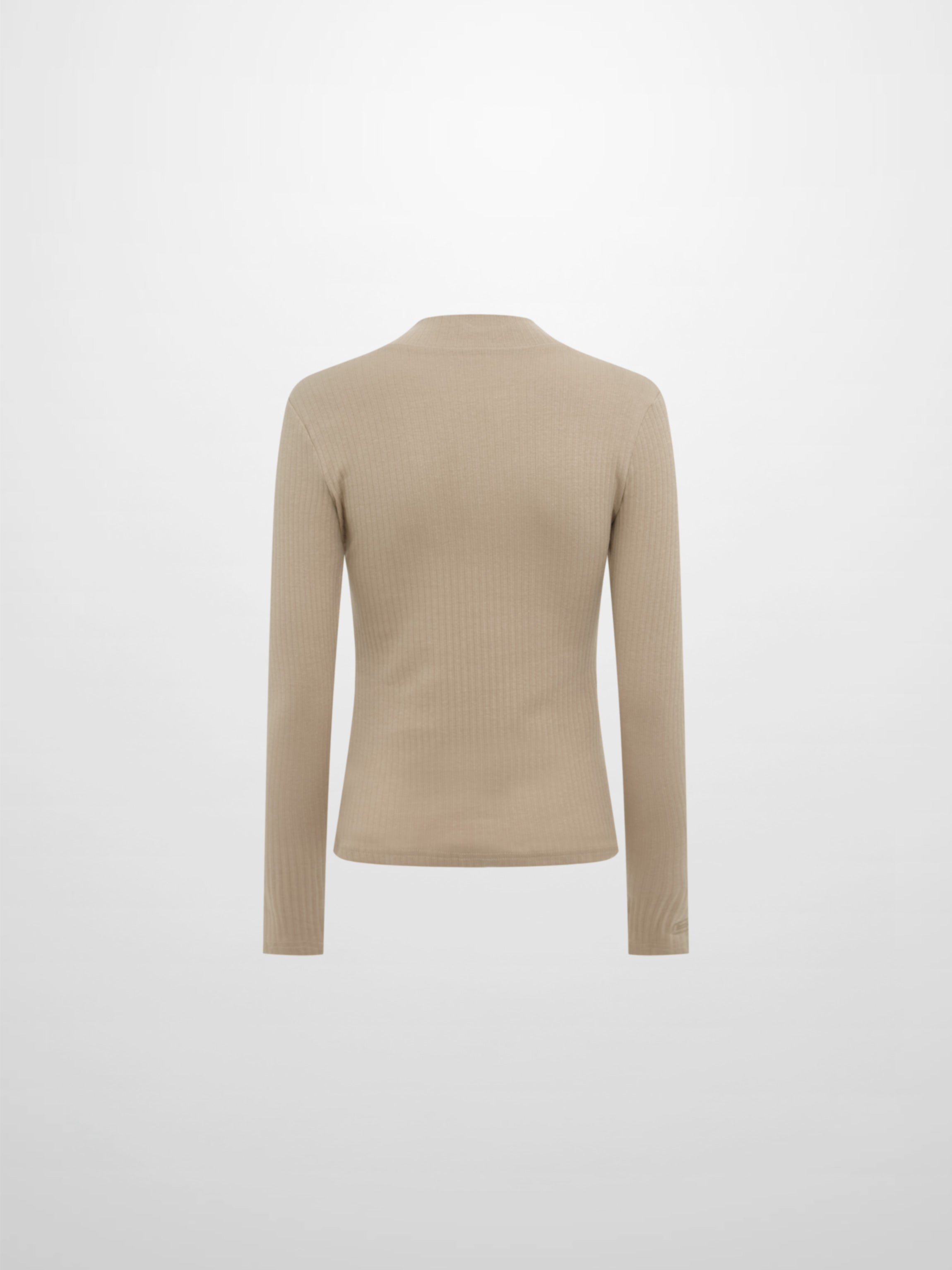 Ribbed Mock Neck Turtleneck - Warm Taupe