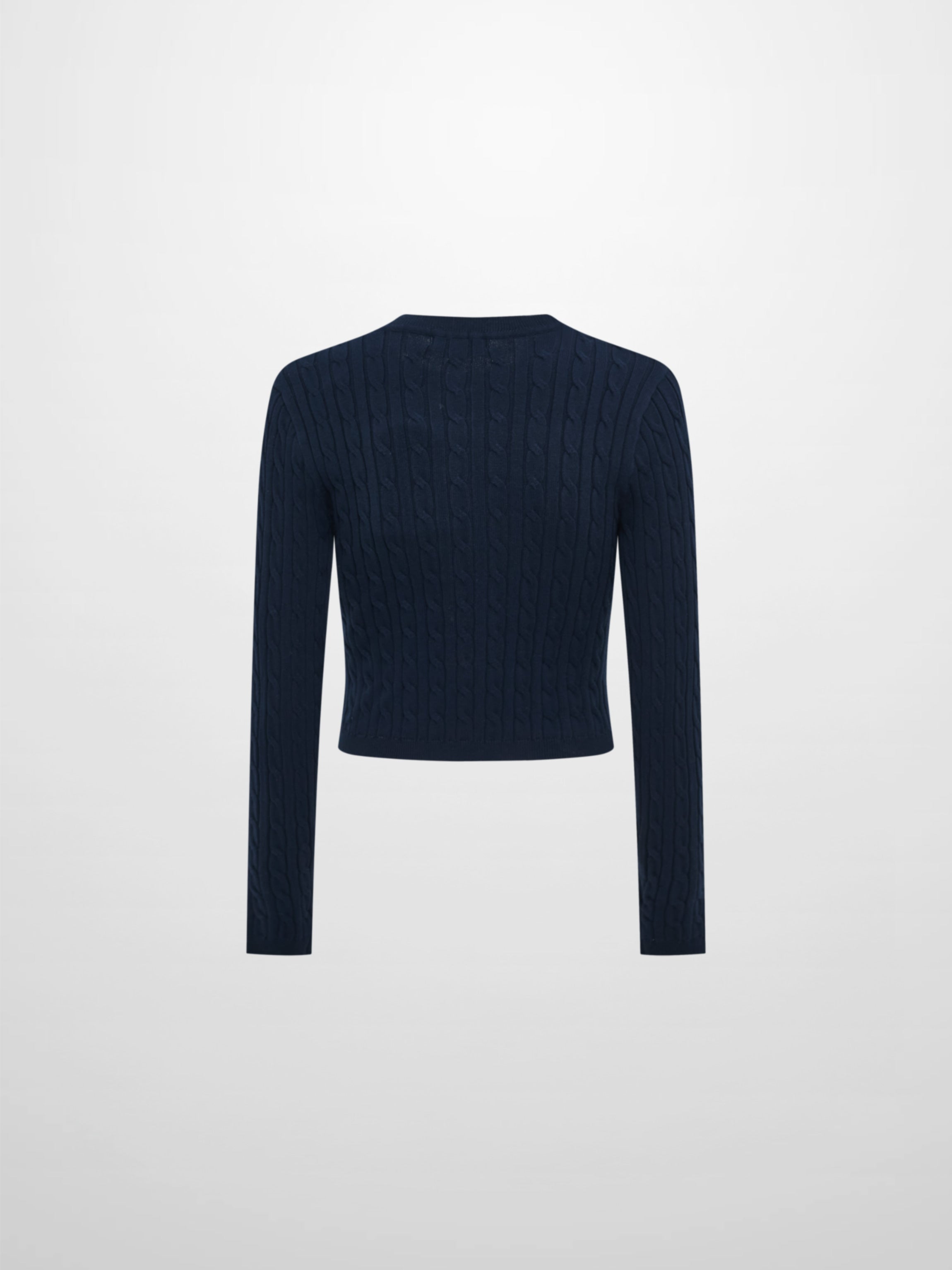 Gold Button Cable Cardigan - Navy
