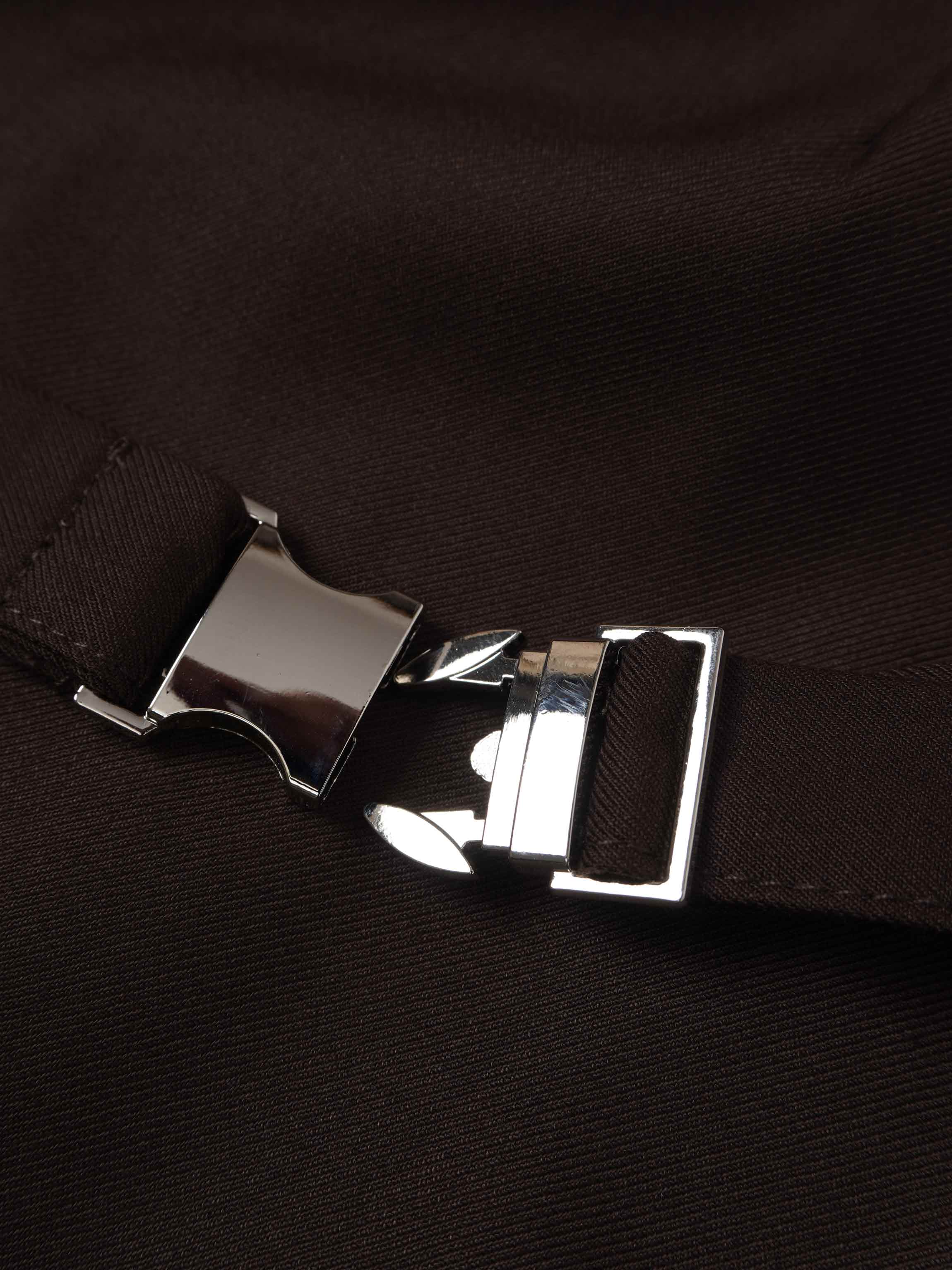 Pencil Pleat Combo Skirt-Dark Brown