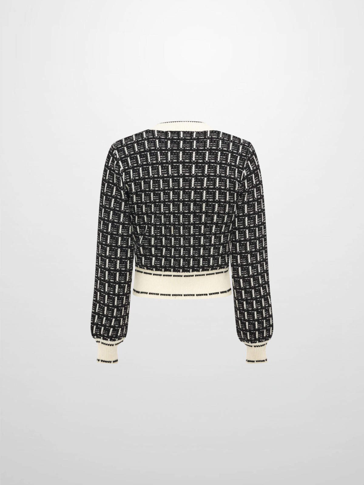 Gold Button Down Plaid Cardigan - Black/Cream