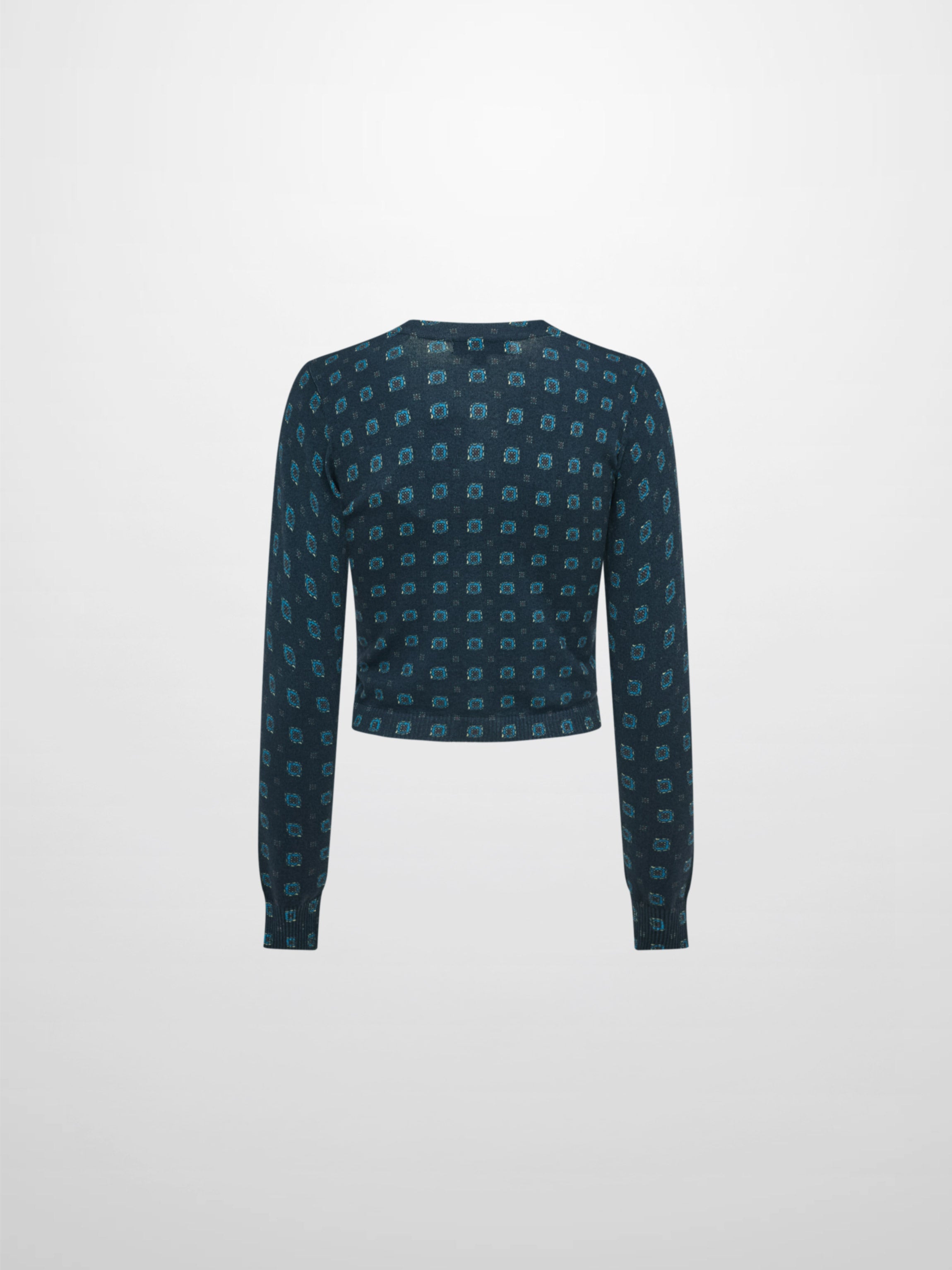 Printed Cardigan - Navy Geometric
