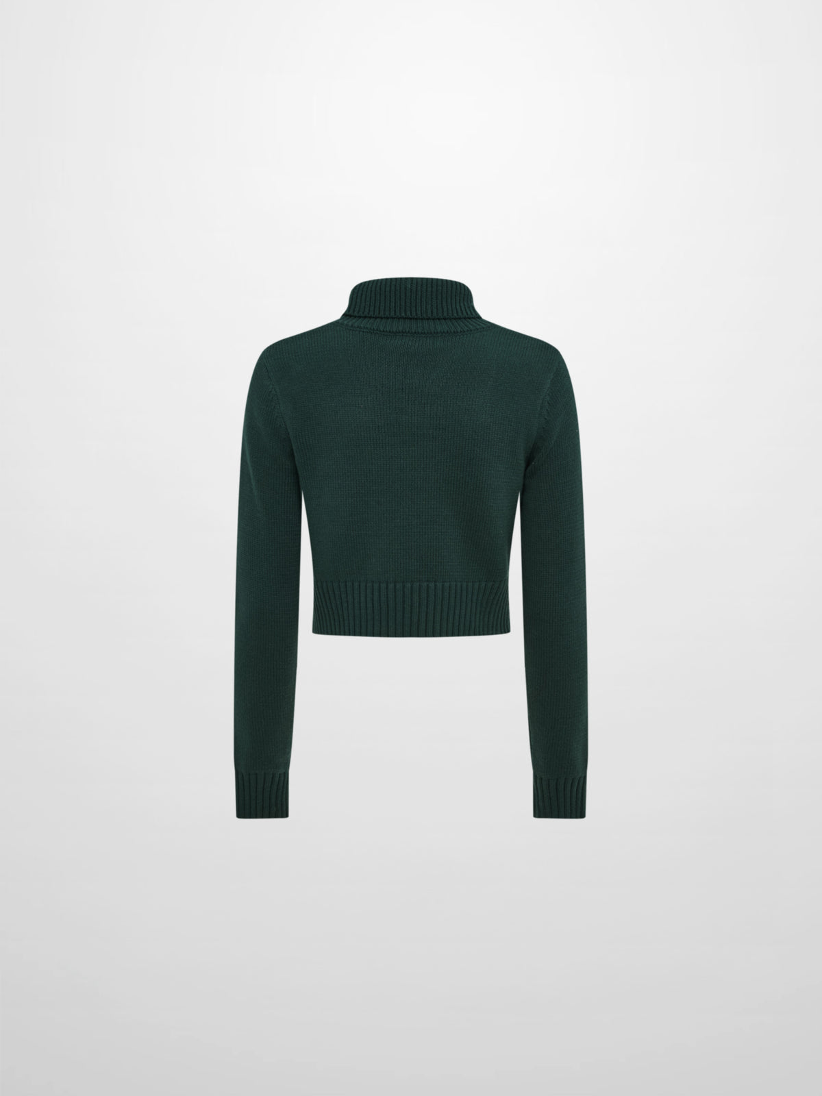 Front Cable Crop Turtleneck Sweater - Green