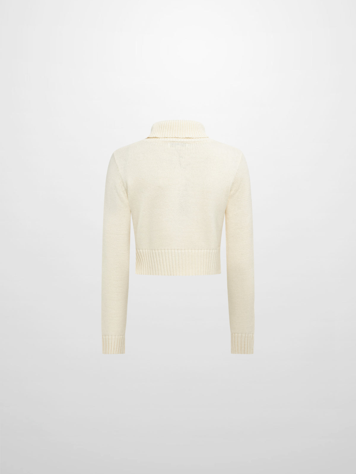 Front Cable Crop Turtleneck Sweater - Cream
