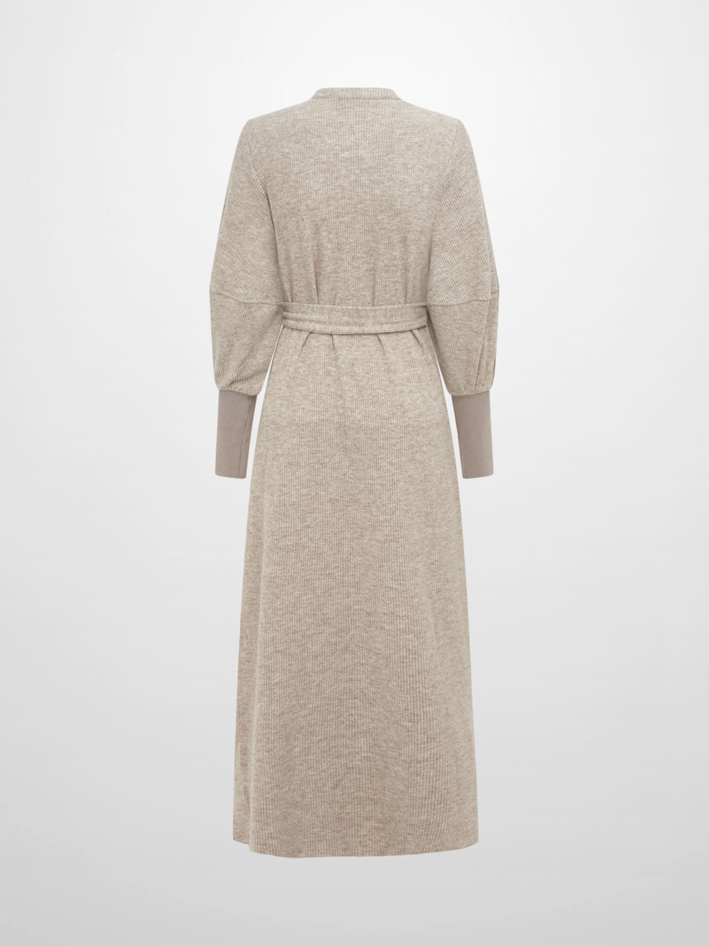Soft Ribbed Shirtress - Oatmeal