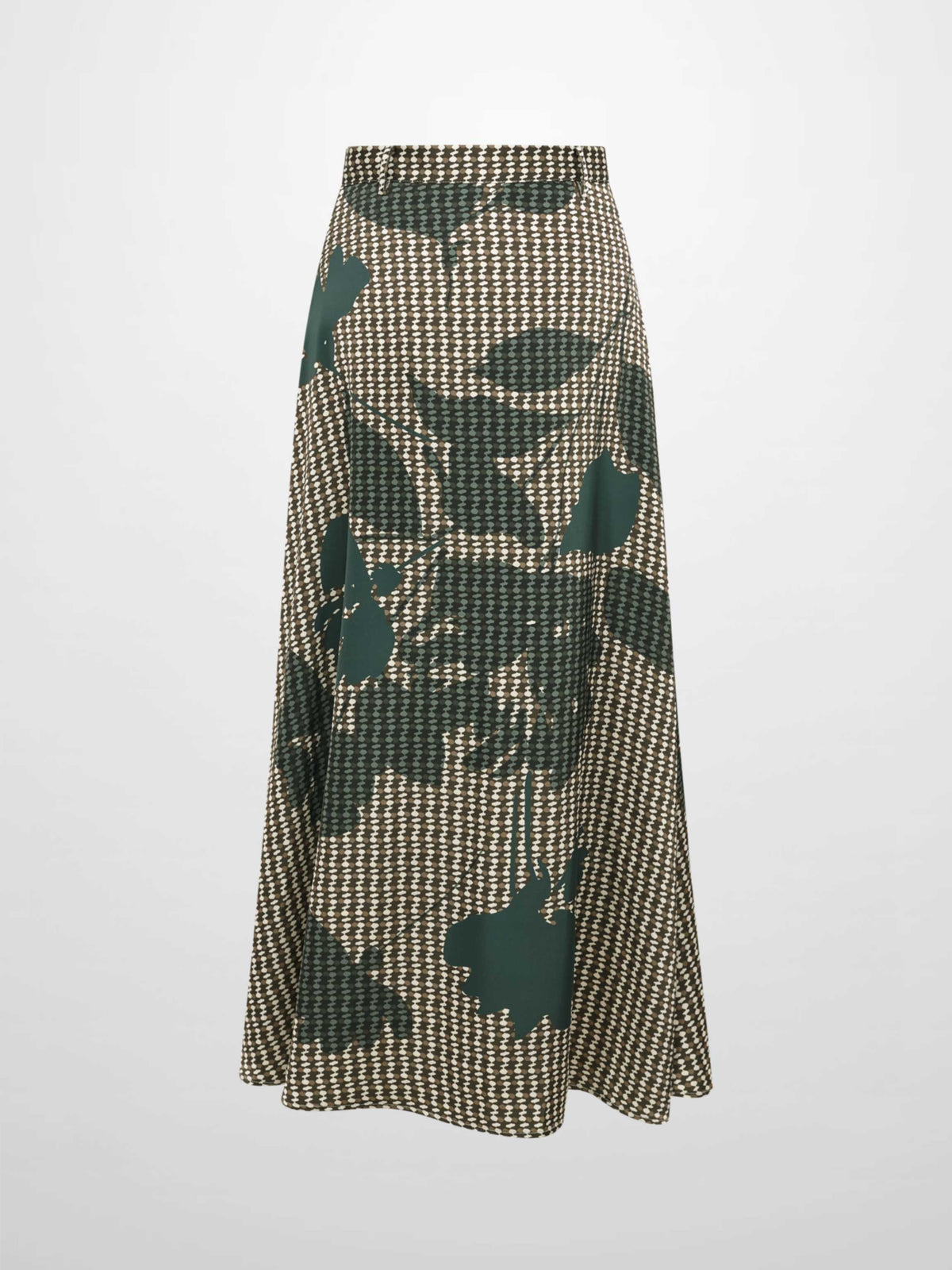 Waisted Maxi Skirt - Olive Floral