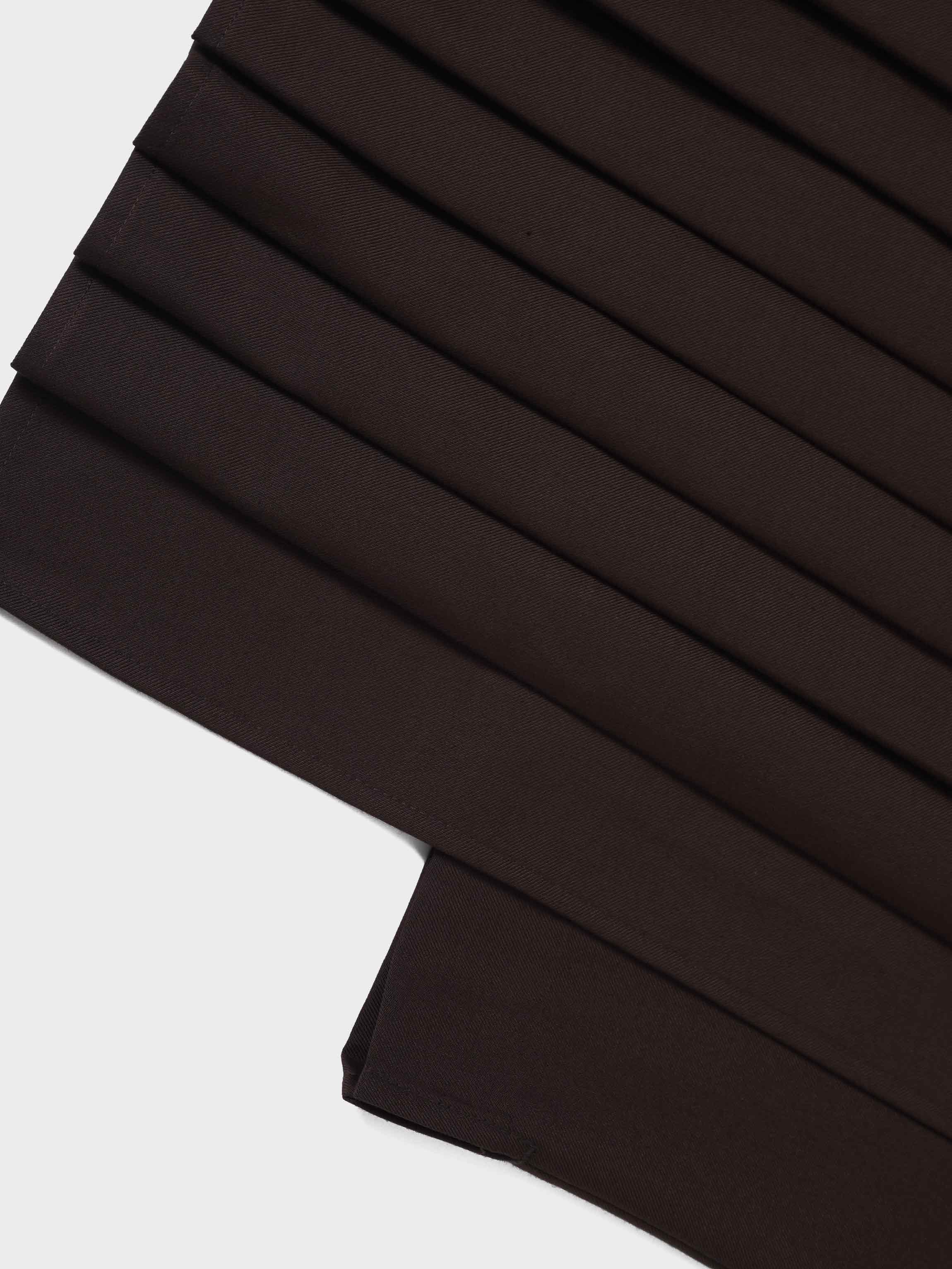 Pencil Pleat Combo Skirt-Dark Brown