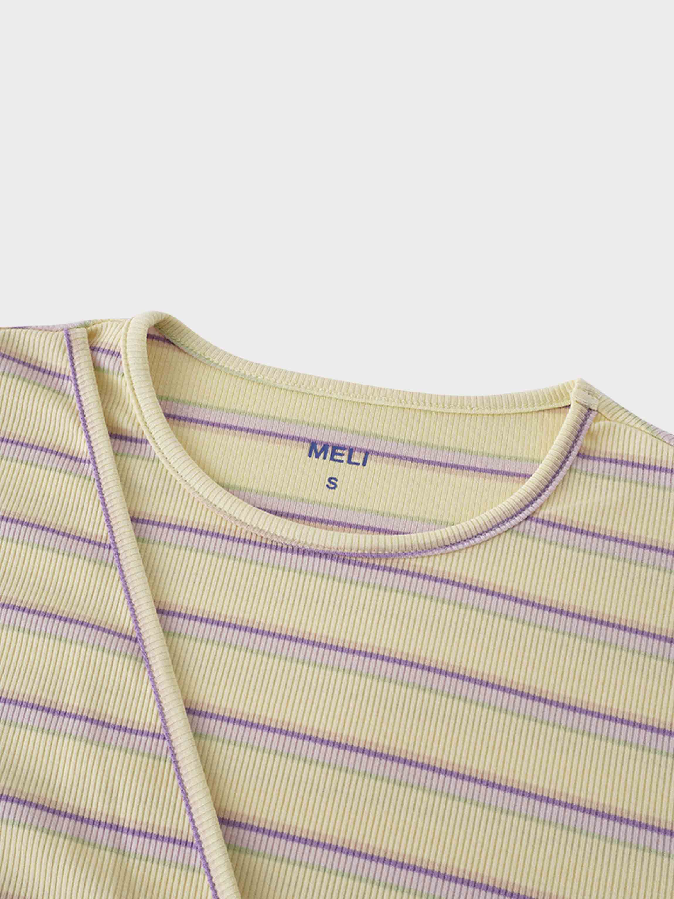 Striped Wrap Tee-Yellow