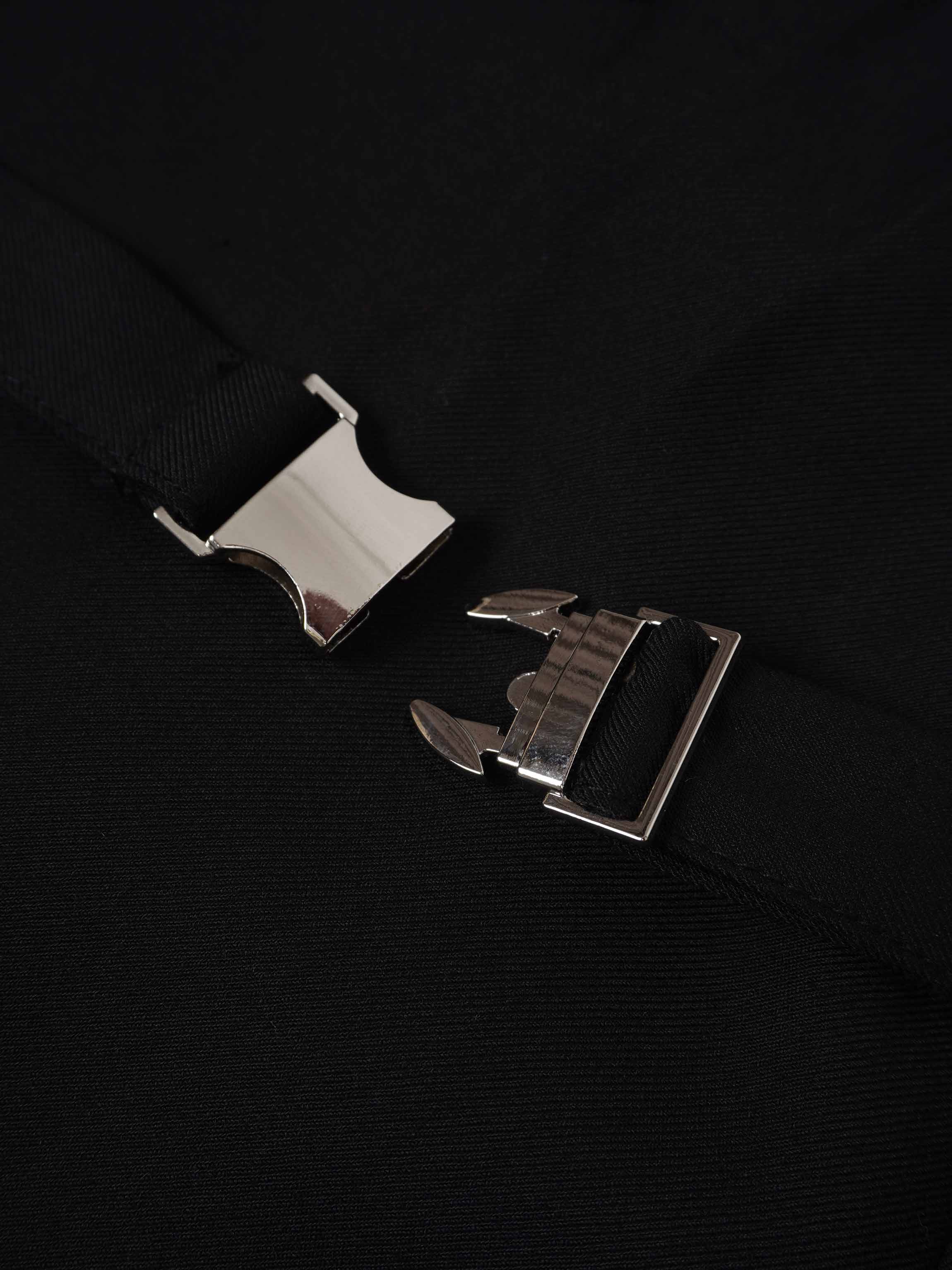 Pencil Pleat Combo Skirt-Black