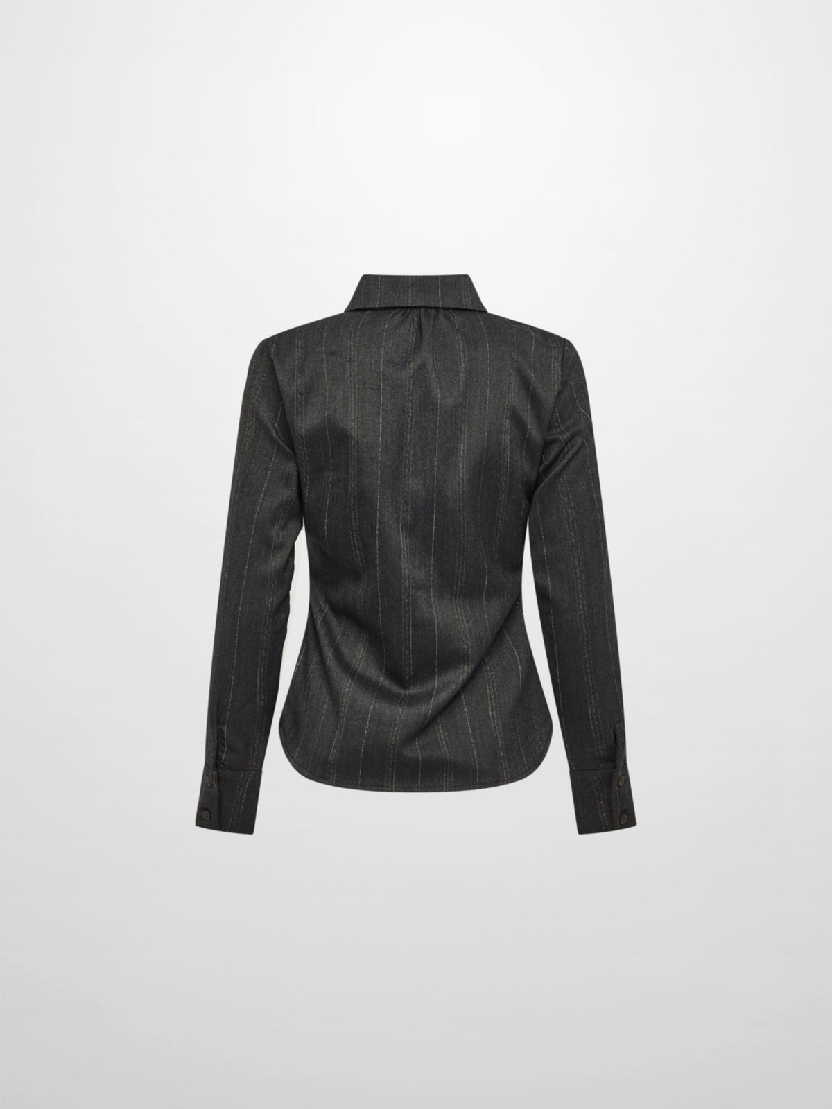 Chain Collar Blouse - Grey Pinstripe