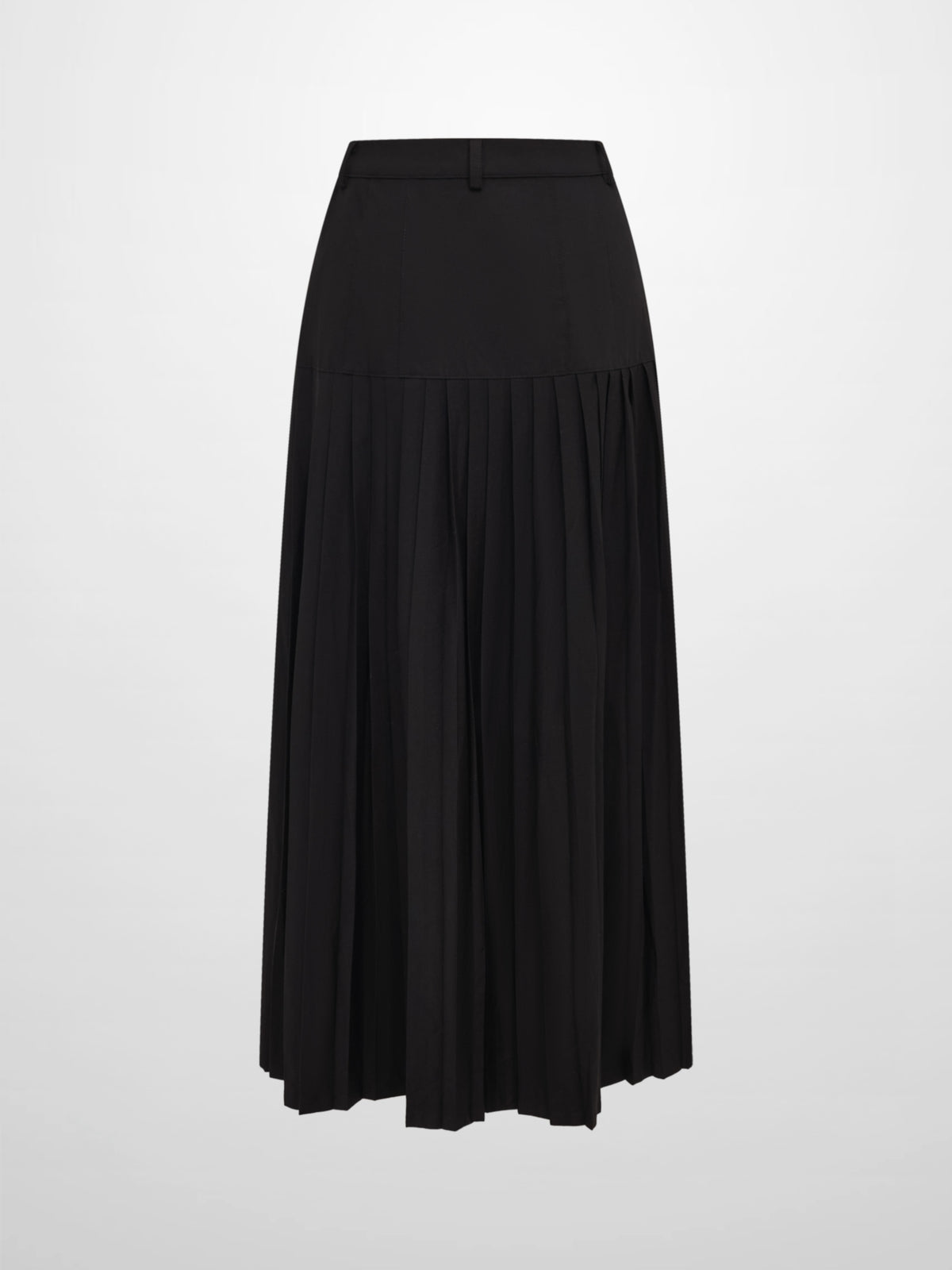 Stitched Pocket Yoke Pleat Skirt - Black