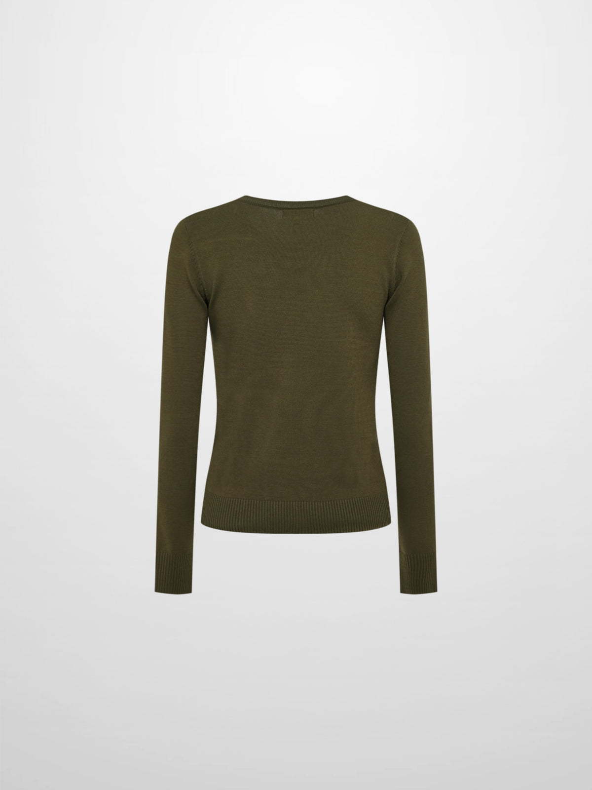 Basic Knit Crew Sweater - Olive Green
