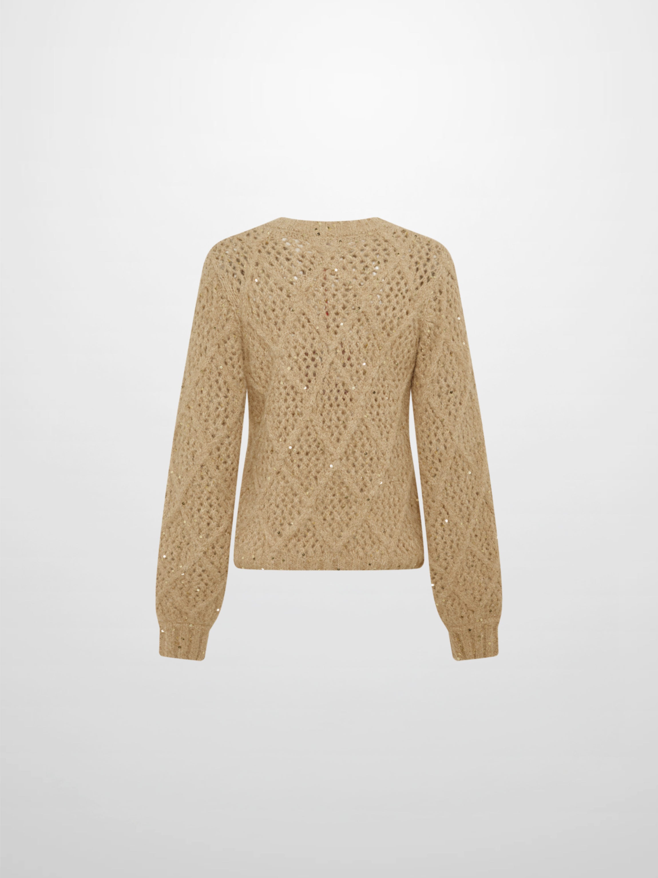 Crochet Sparkle Sweater - Green/Tan