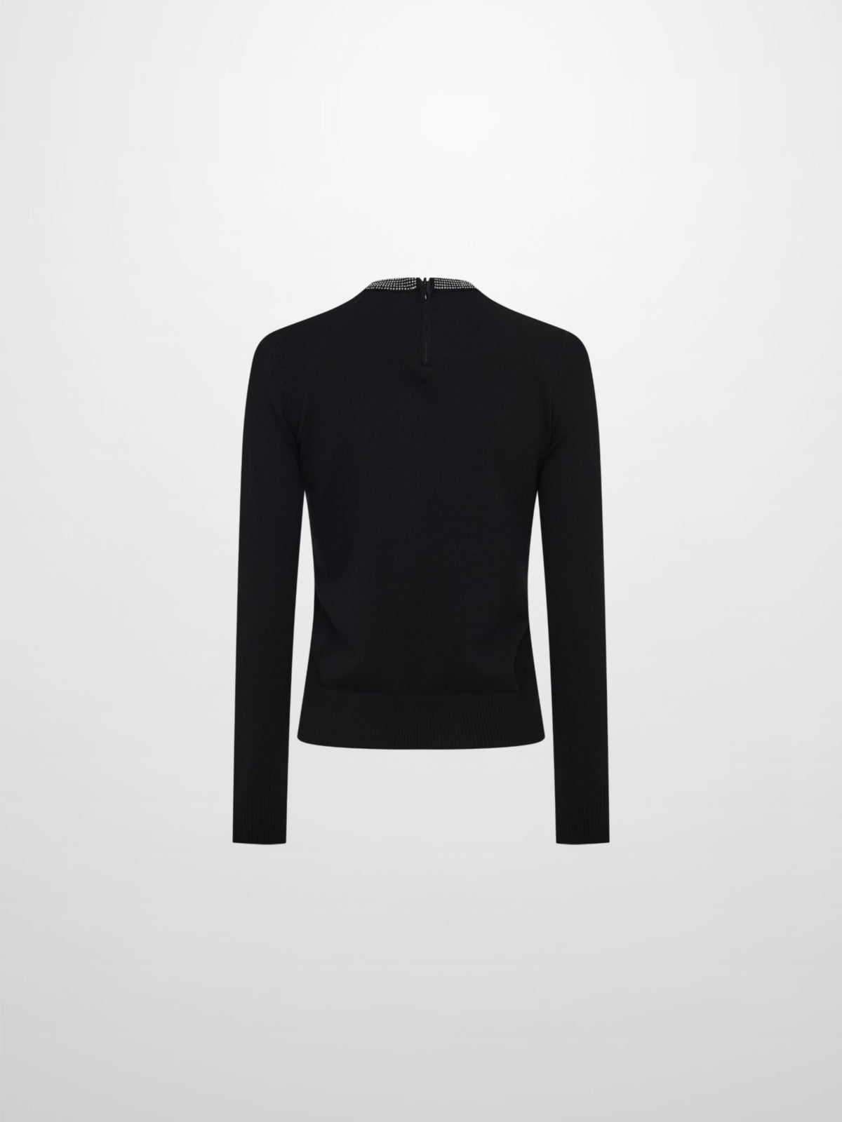 Rhinestone Neck Sweater - Black