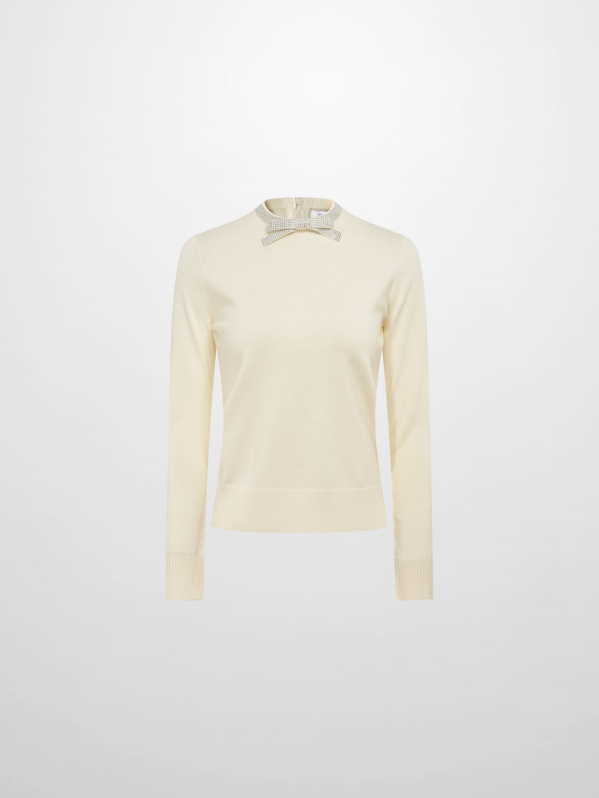 Rhinestone Neck Sweater - Cream
