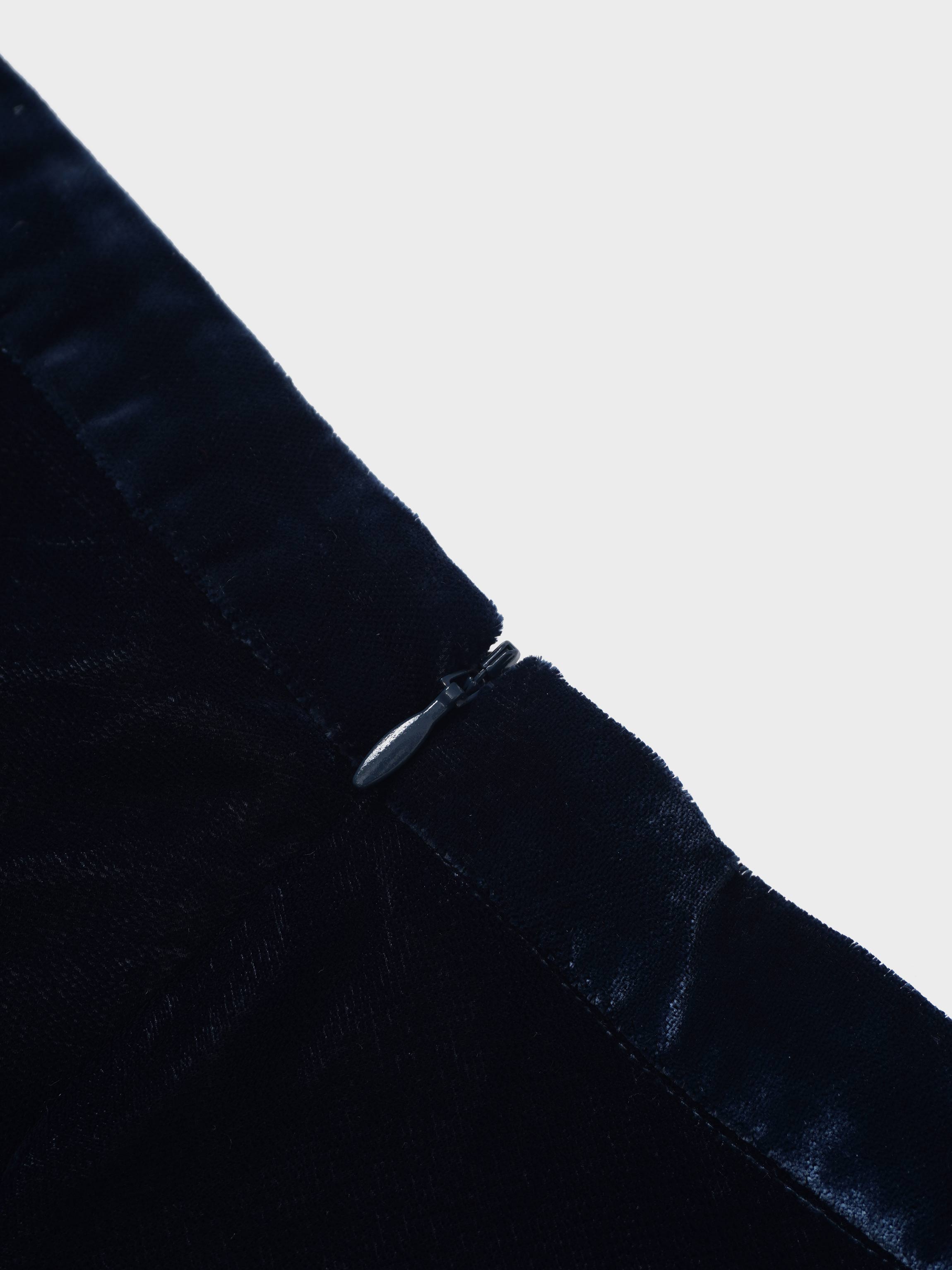 Velvet Flare Skirt-Grey/Blue