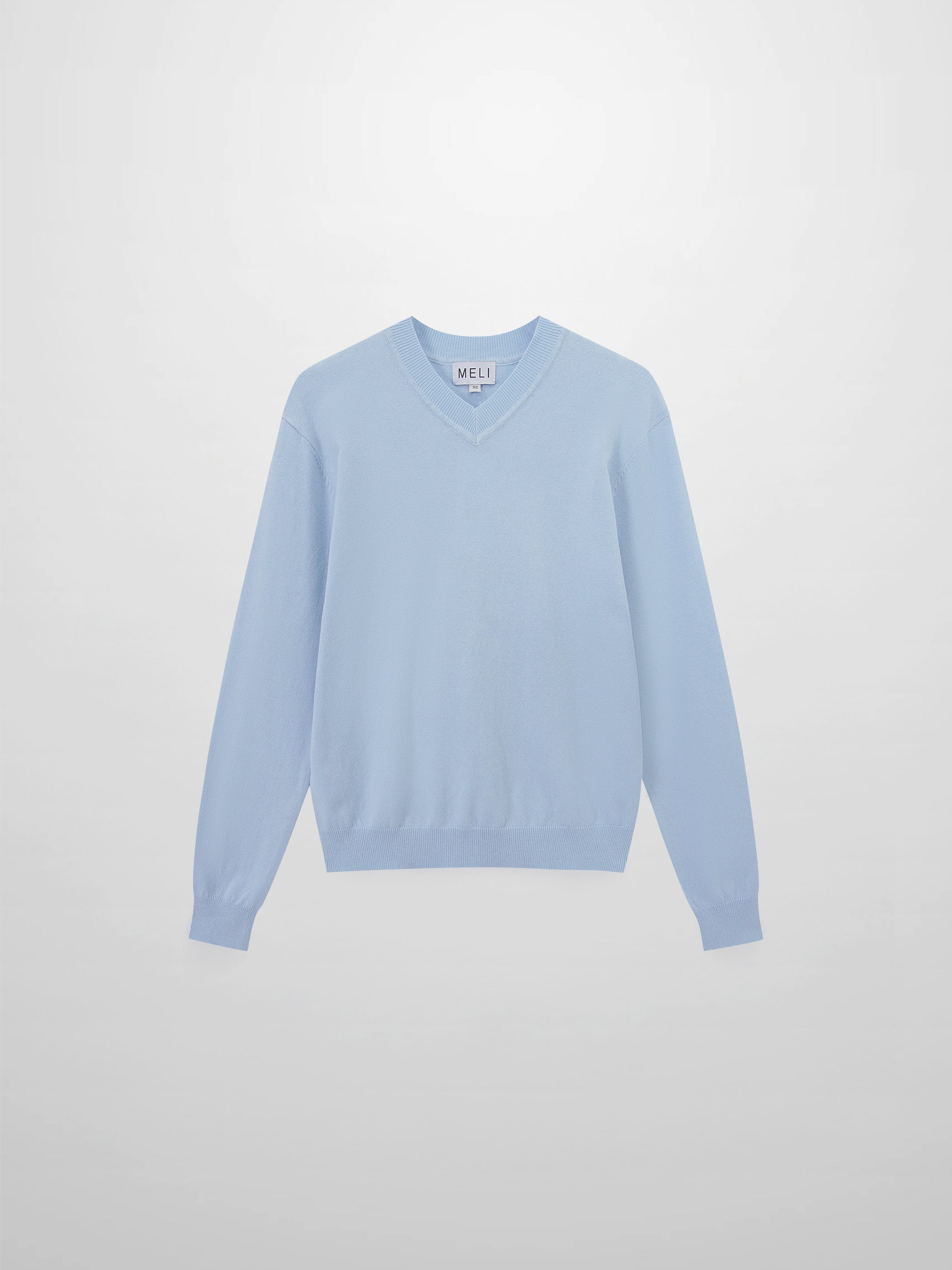 High V Lightweight Sweater-Baby Blue