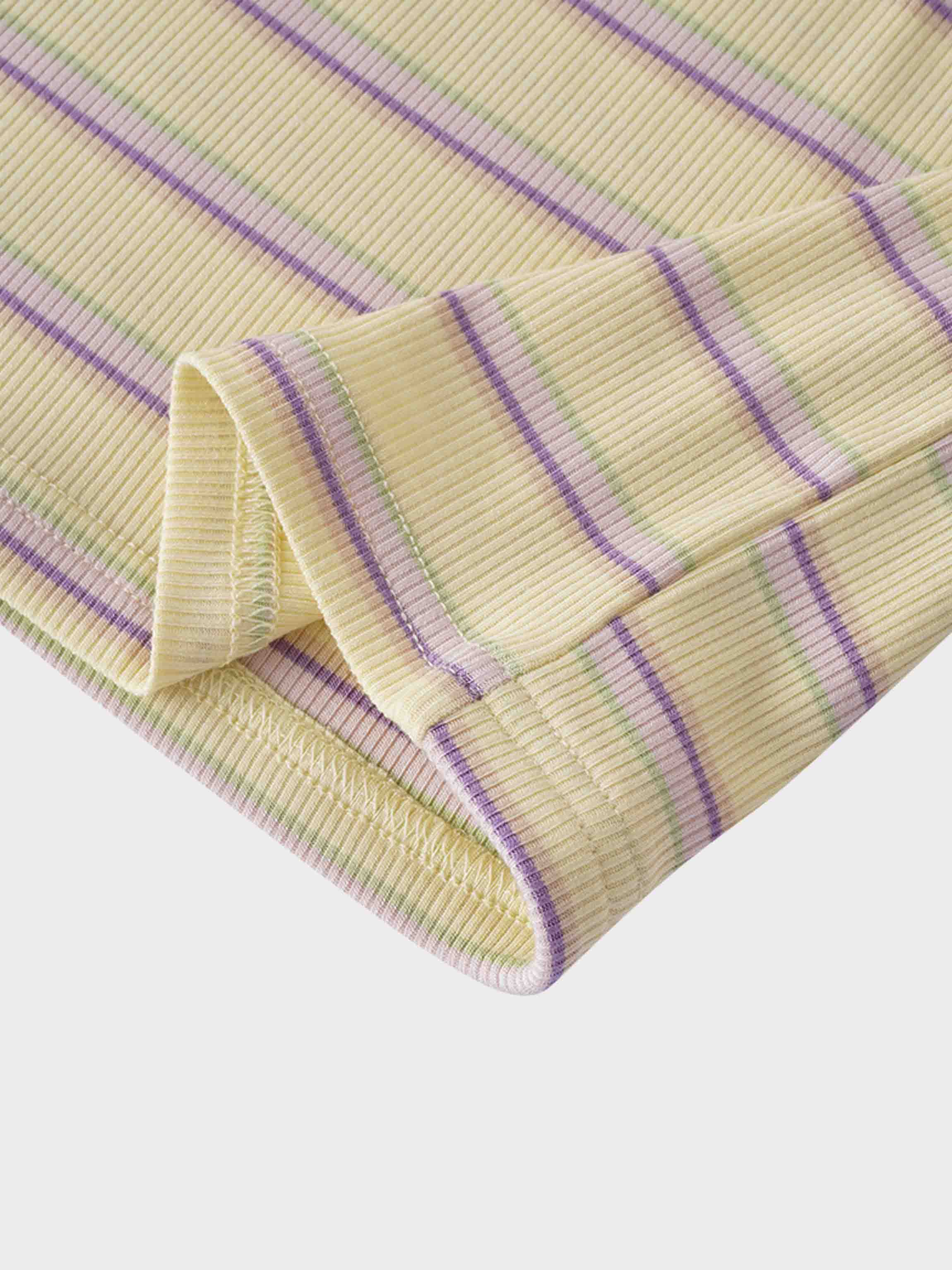 Striped Wrap Tee-Yellow