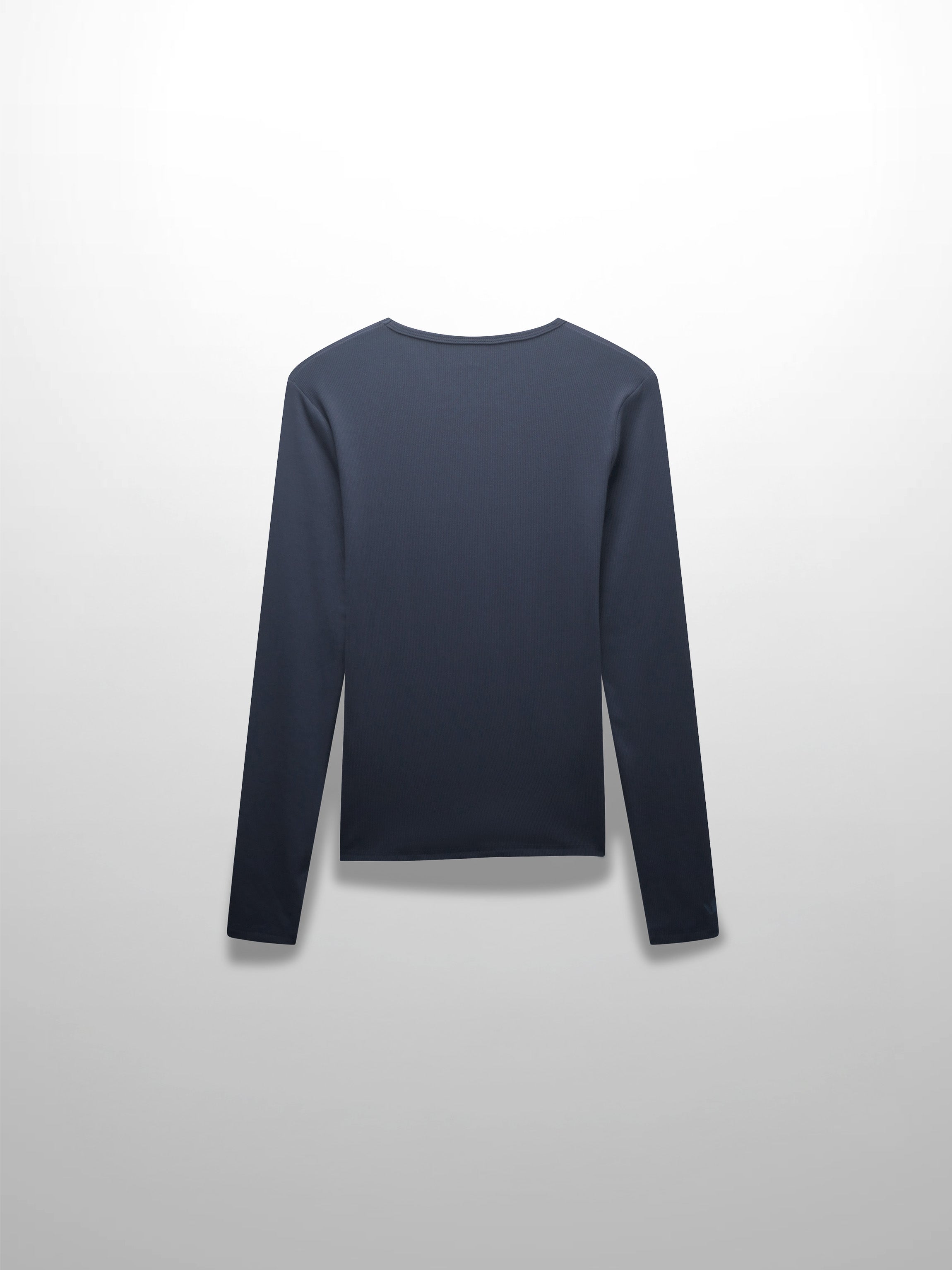 RIBBED HIGH V TEE LS-DENIM BLUE