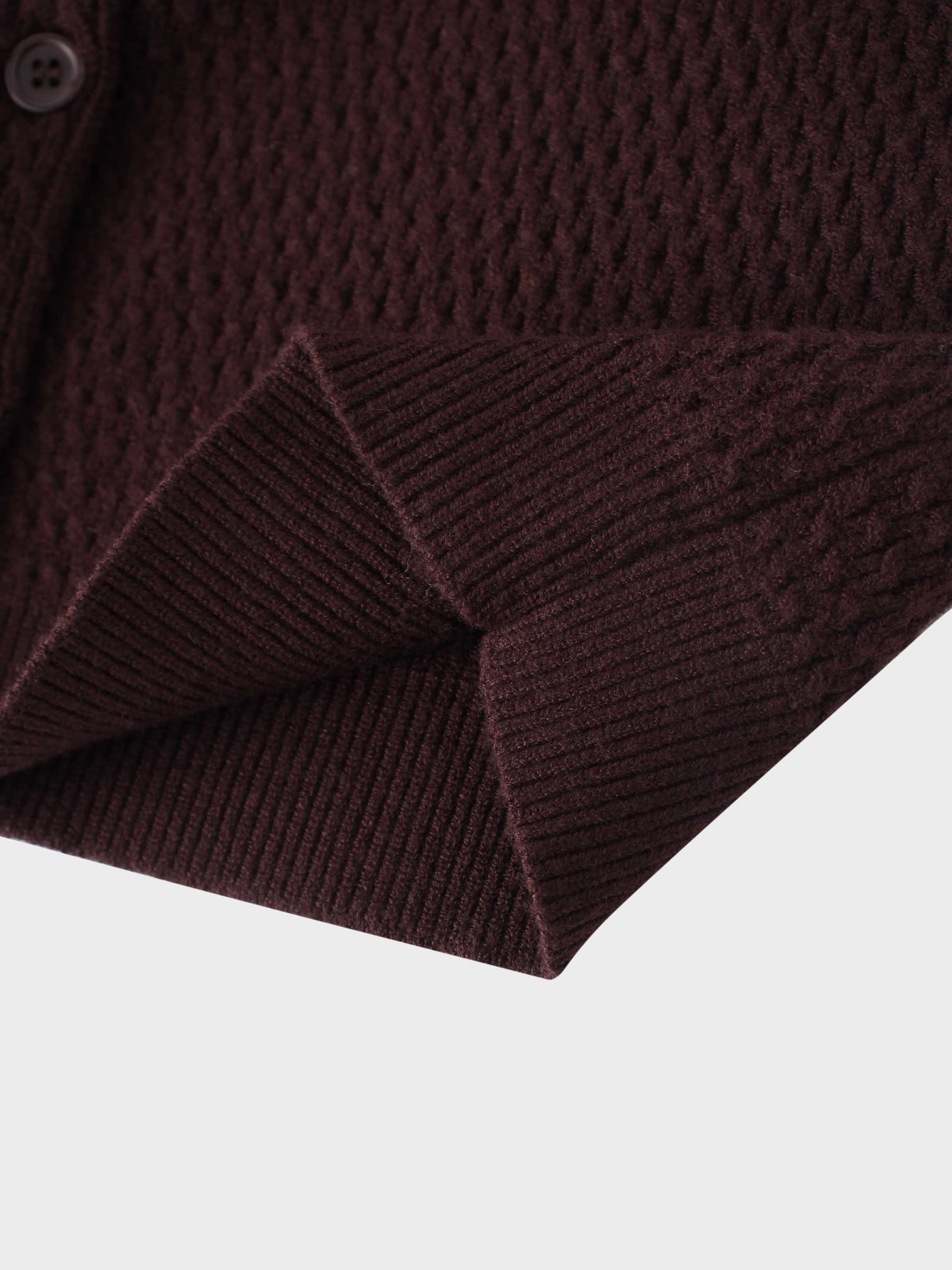 Textured Crew Cardigan-Chocolate Brown