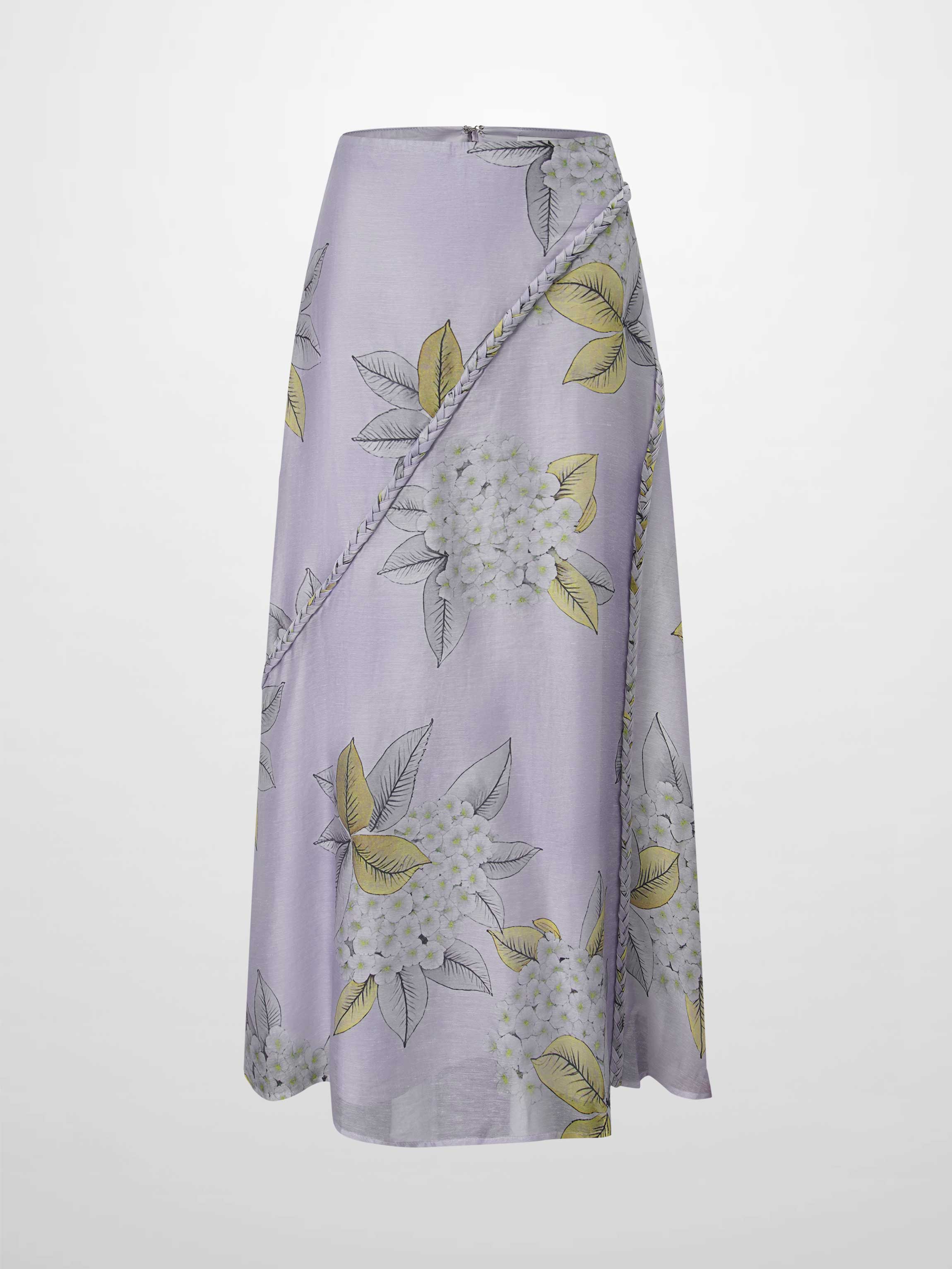 Braided Detail A-Line Skirt-Lavender Floral