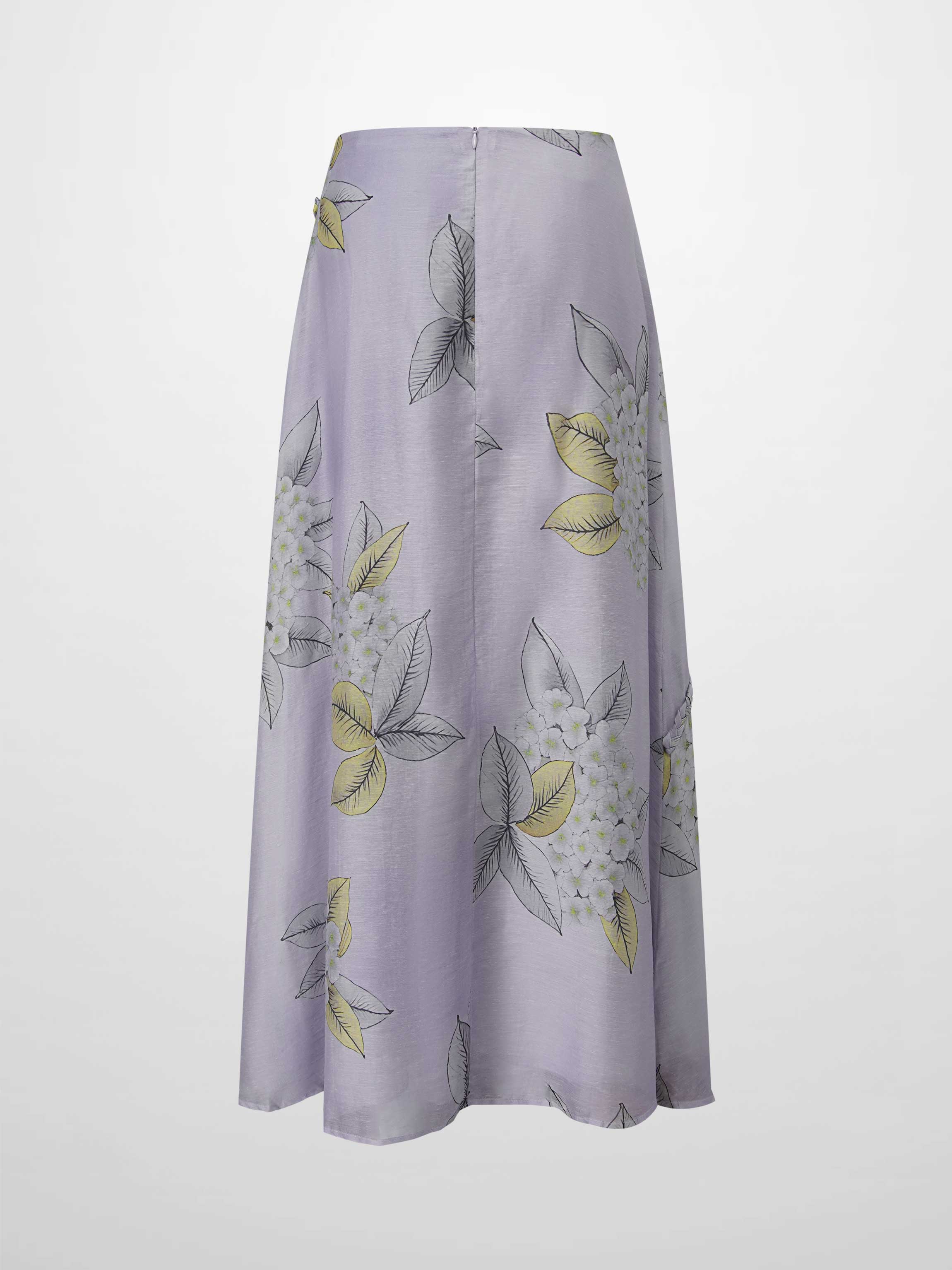 Braided Detail A-Line Skirt-Lavender Floral